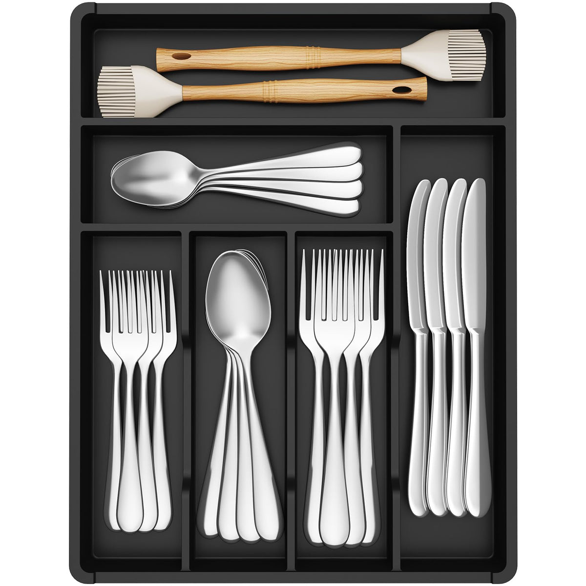 Lifewit Silverware Drawer Organizer Tray, Cutlery Storage for Kitchen