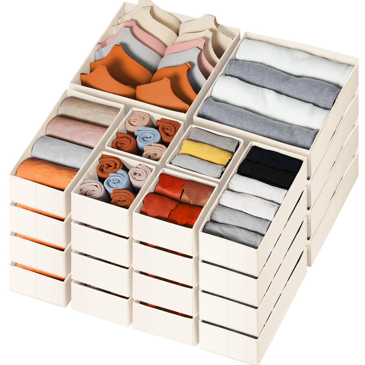 Criusia Drawer Organizer Clothes 12 Pack, Dresser Organizer for Nursery Bedroom Closet Organization and Storage - Baby Clothes Organizer Bins - Drawer Divider for Sock Underwear Bra Ties (Grey)