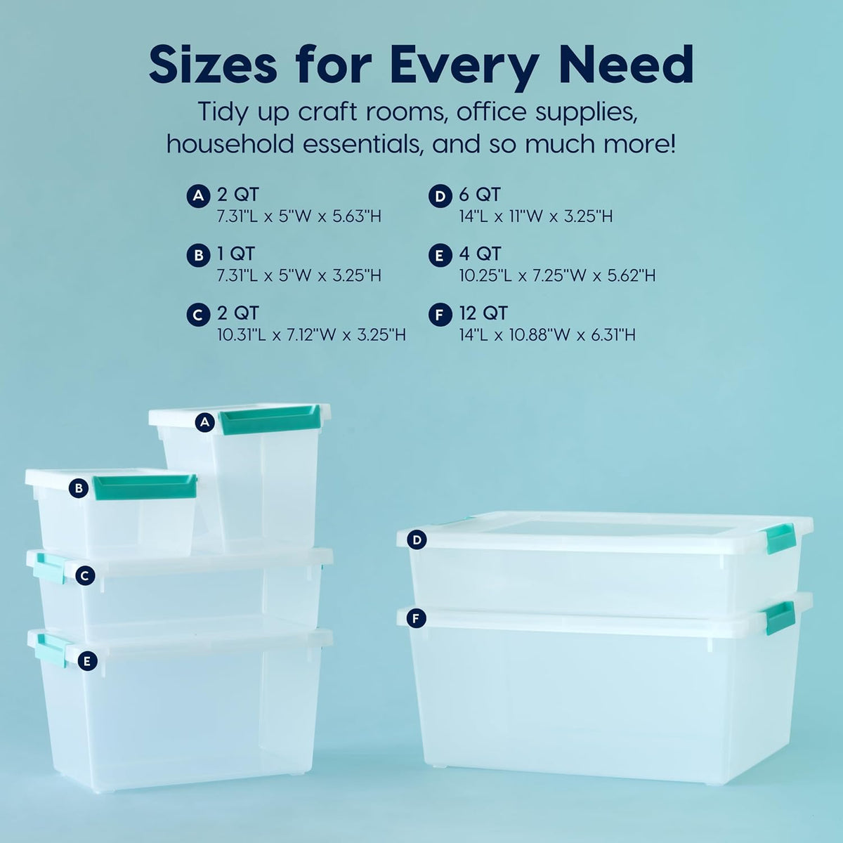 IRIS USA Storage Bins with Lids |Made in USA| 6 Qt - (4-Pack) - Clear