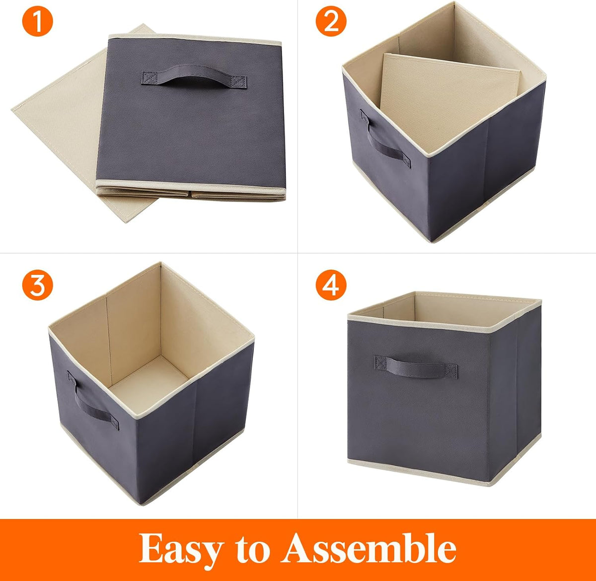 Lifewit Storage Cubes, 11 Inch Organizer Bins, 18L Gray, 12 Packs