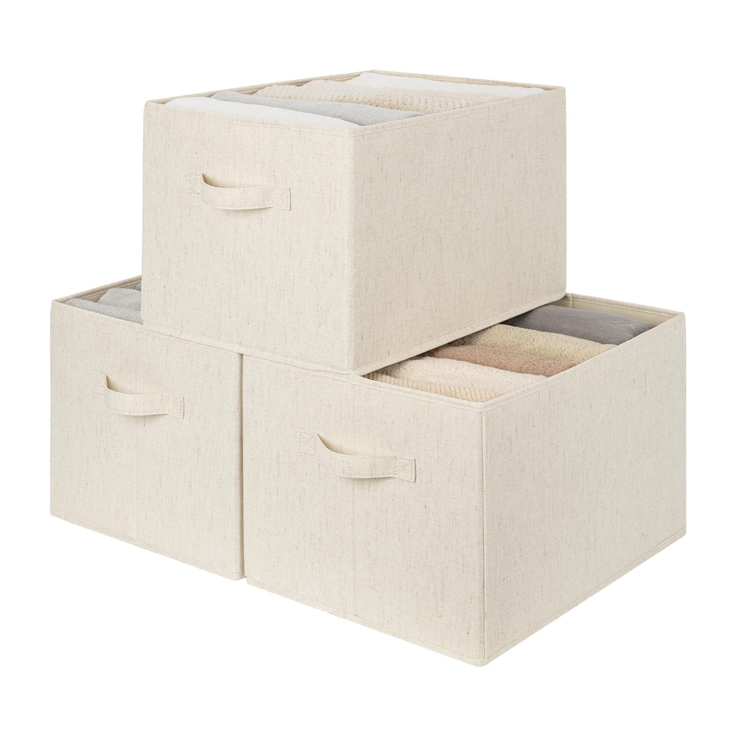 StorageWorks Closet Storage Bins, Beige, 3-Pack, Large