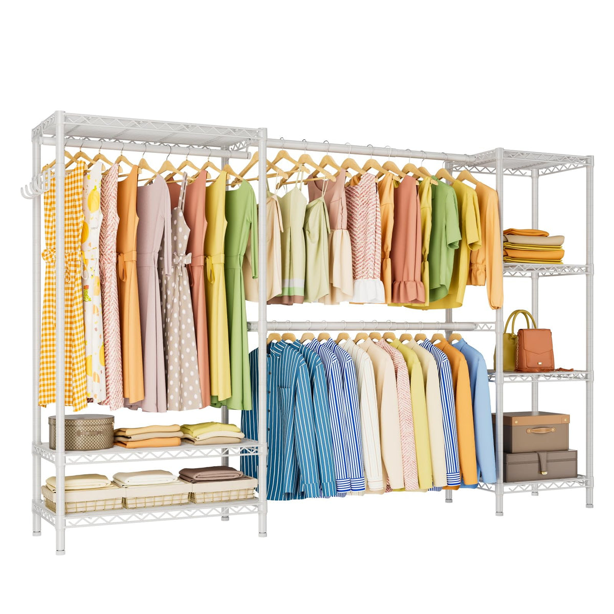Golpart Heavy Duty Clothes Rack Metal Wardrobe with Adjustable Wire Shelves