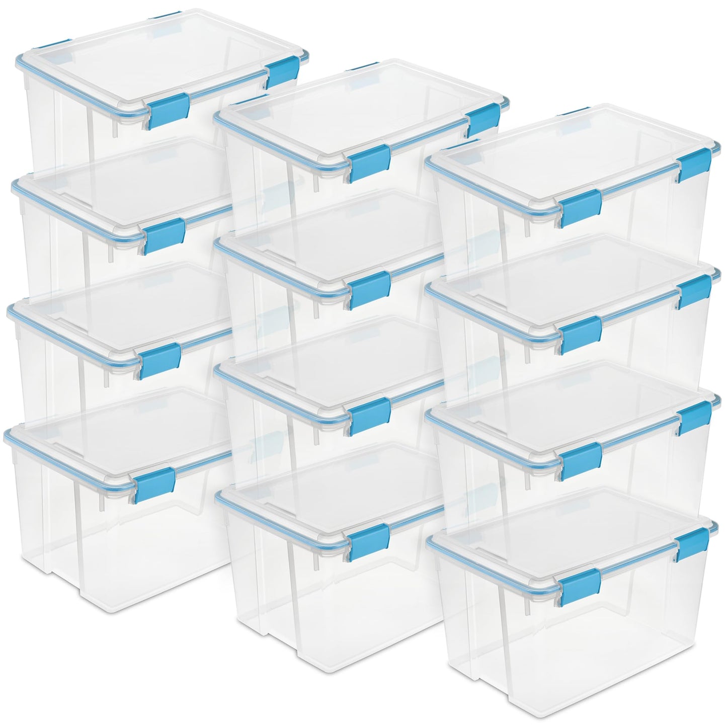 Sterilite 80 Qt Gasket Box, Stackable Storage Bin with Latching Lid and Tight Seal, Plastic Container to Organize Basement, Clear Base and Lid, 1-Pack