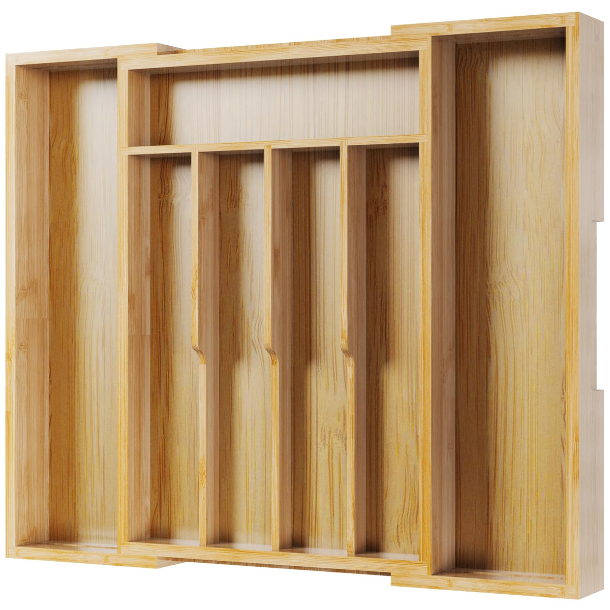 Kitsure Silverware Organizer, Bamboo Kitchen Drawer Tray, Natural, Large