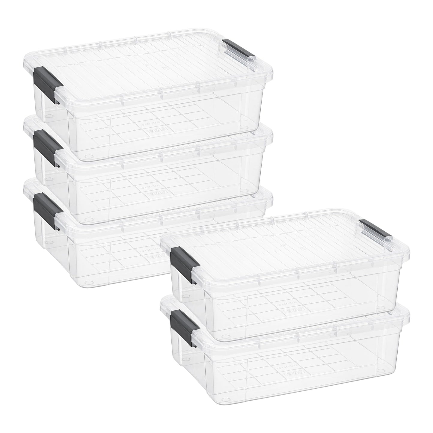 Superio Clear Plastic Storage Bins with Lid, 4.5 Quart Box, Organizing Containers, Stackable Plastic Tote for Home, Garage, Dorm, School, and Office