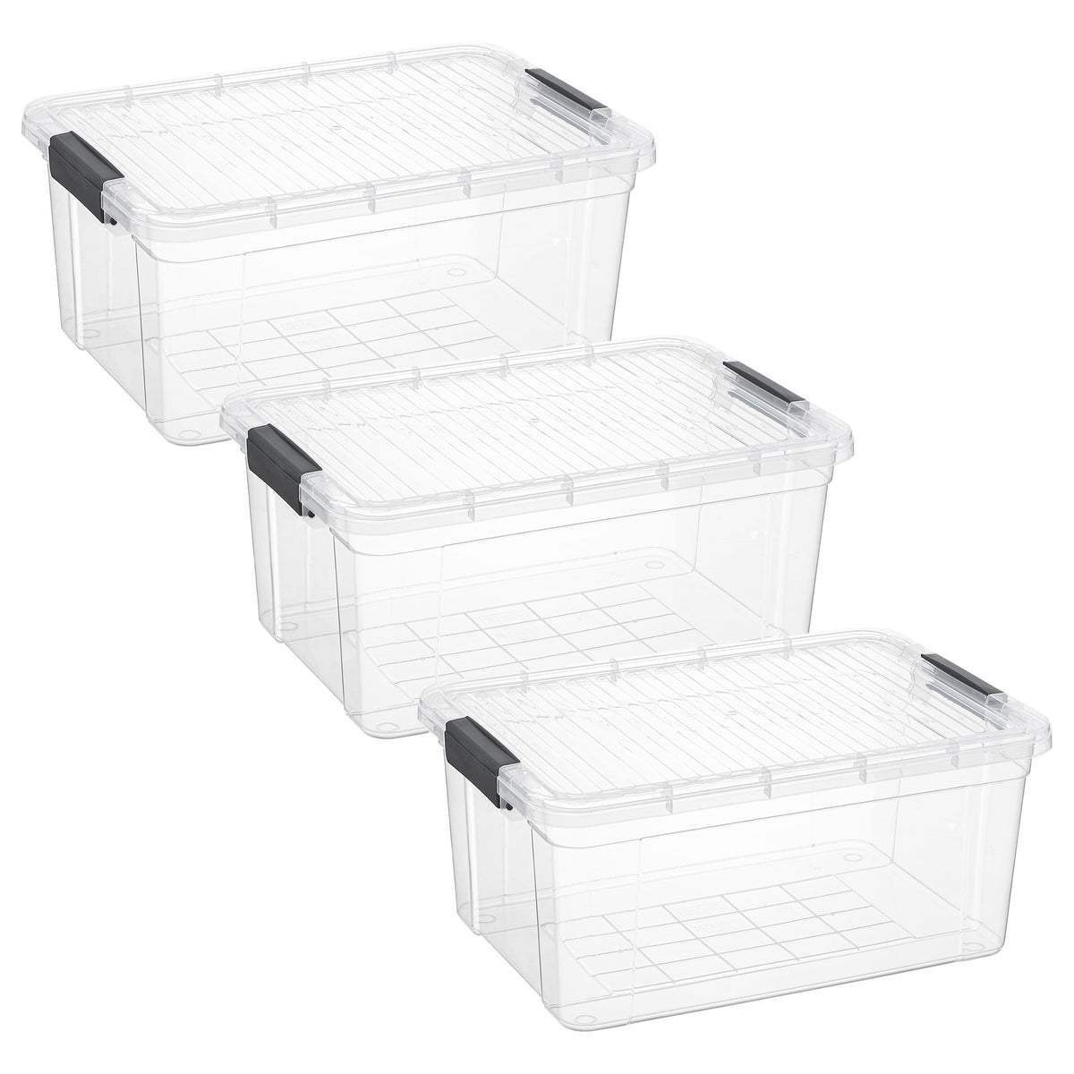 Superio 13.7 Quart Clear Plastic Storage Bin with Lid, Stackable Organizer Box, BPA-Free Storage Container for Home, Garage, School & Office, 1 Pack
