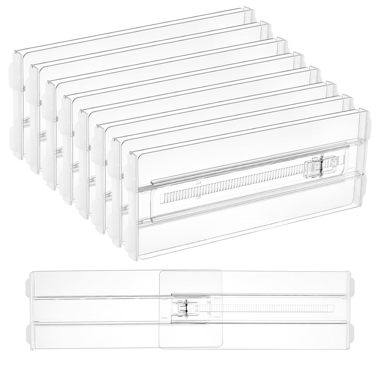 Vtopmart 12 Pack Drawer Dividers for Clothes, 4" High 10.2"-16.5" Adjustable Expandable Dresser Drawer Organizer, Clear Plastic Separators for Dresser, Baby Clothing, Underwear, Cosmetic, Toiletries