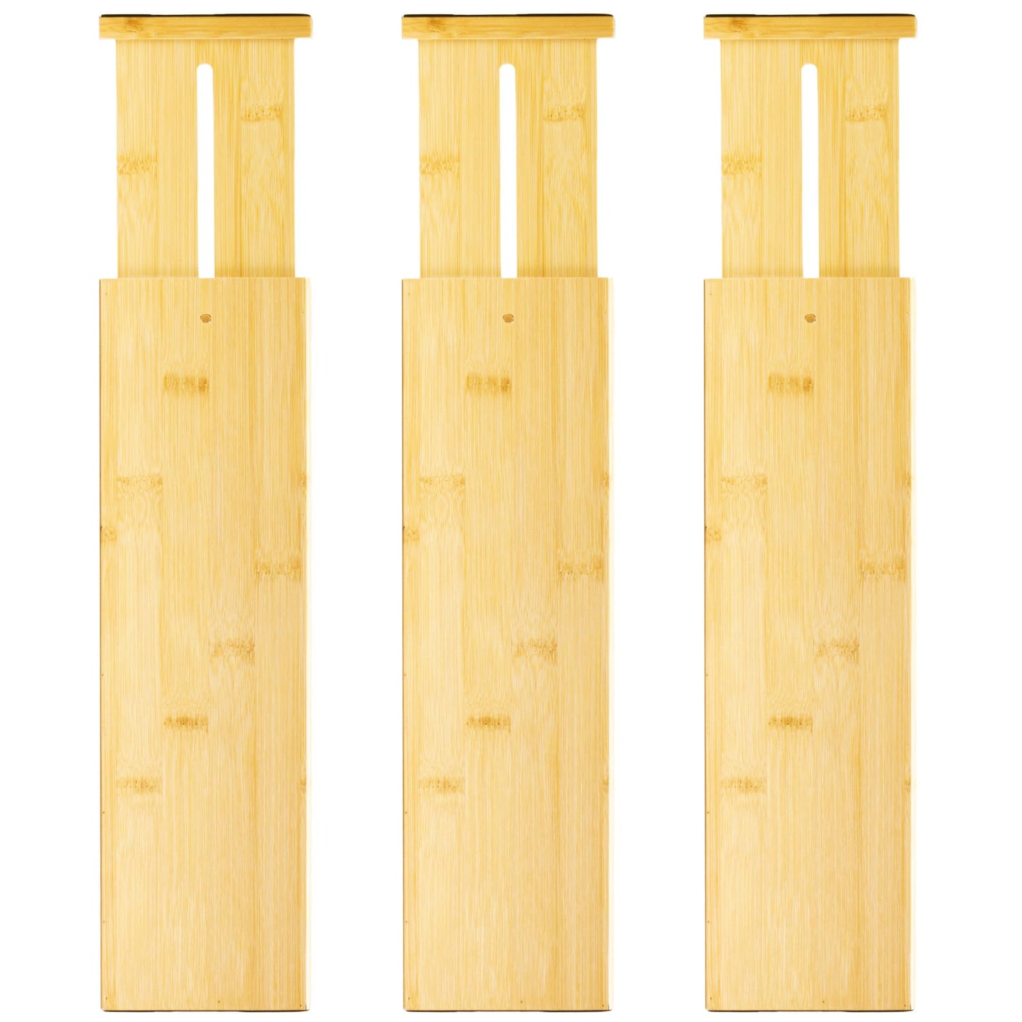VaeFae 6-Pack Adjustable Bamboo Drawer Dividers, Expandable Drawer Organizer for Kitchen Utensils, Clothes, Bathroom, Office – Fits Drawer Interiors 16.6" to 21.8"