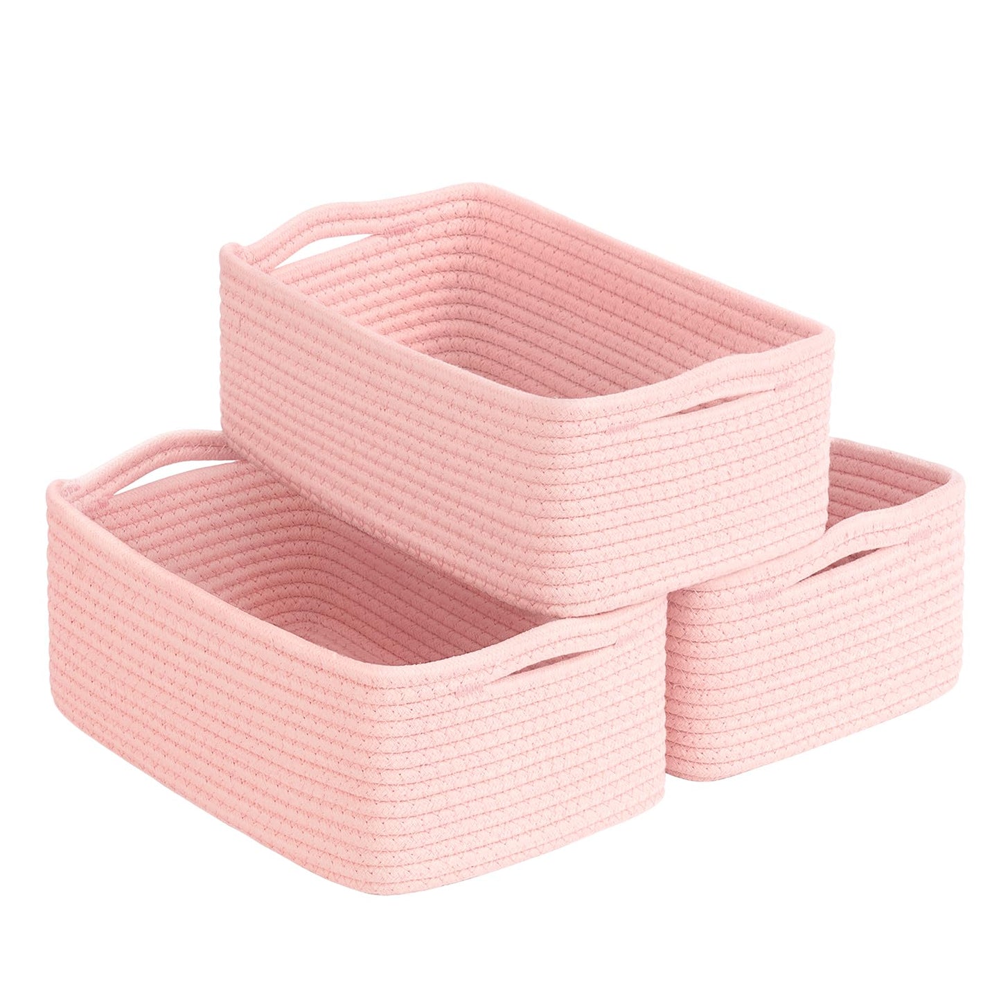 Goodpick 3Pack Rope Storage Baskets for Shelves Organizing, 11 x 7 x 4.5 in