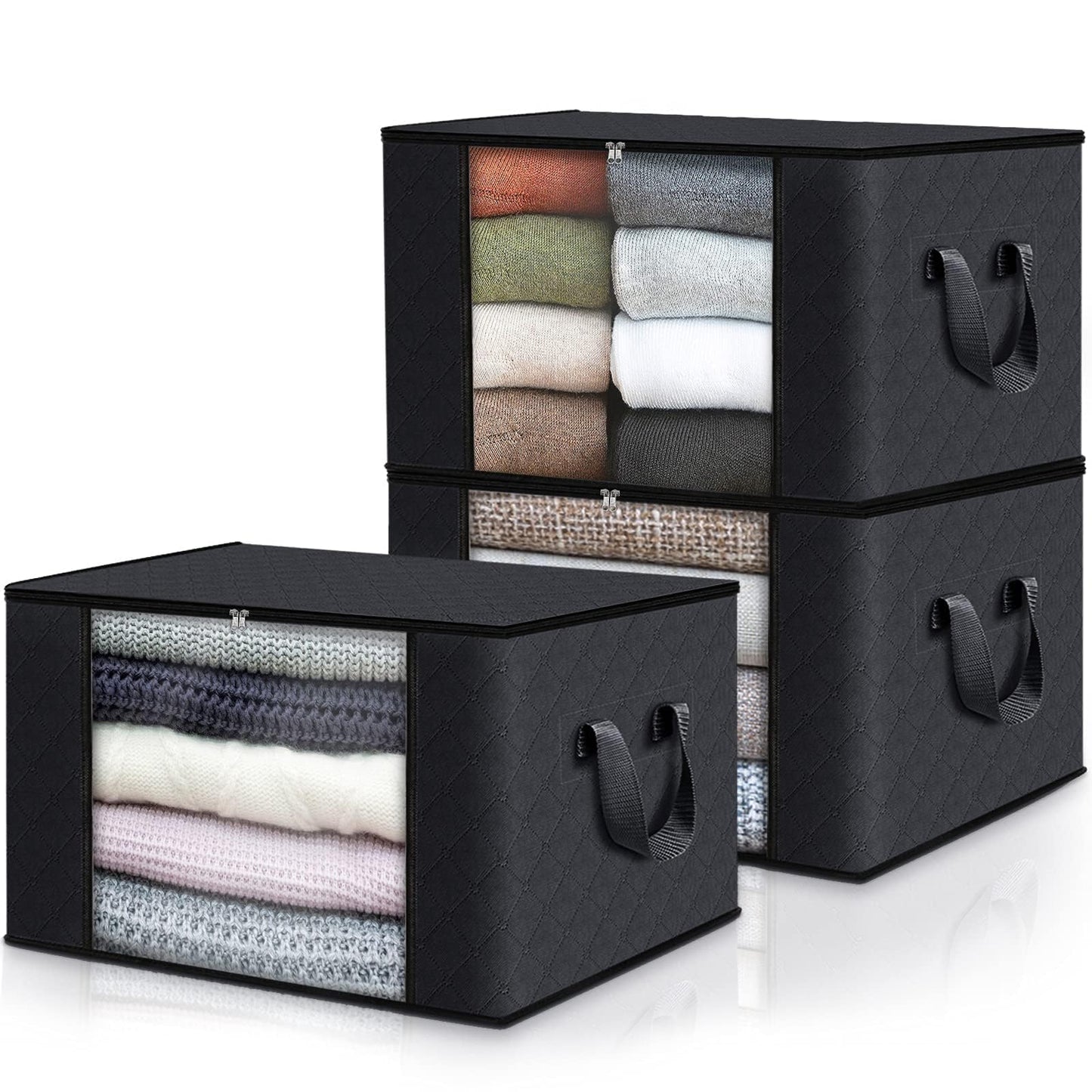Fab totes 6 Pack Storage Bags for Clothes Blanket Storage Bins with Lids