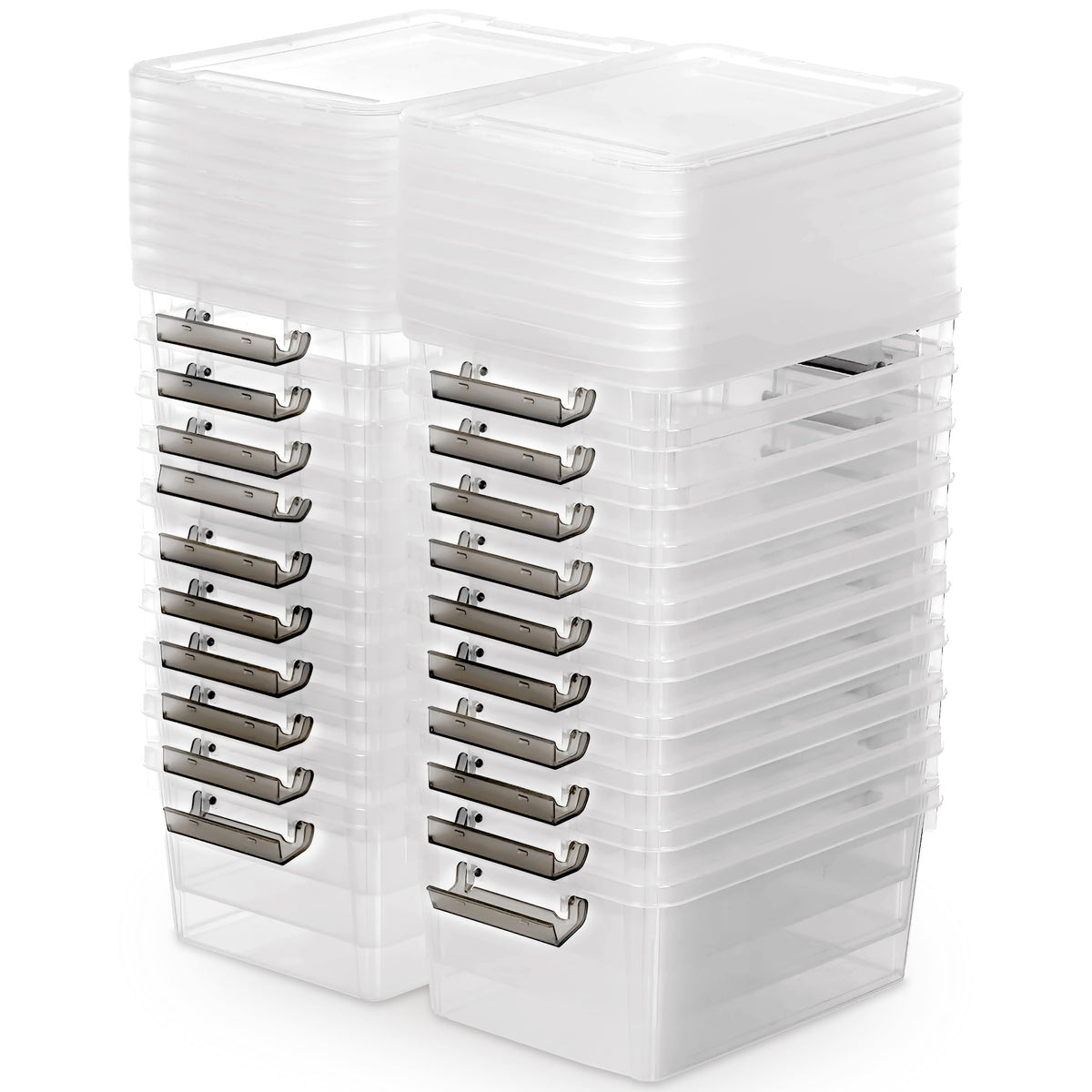 Citylife 10Packs 1.3Qt Small Storage Bins with Lids,Stackable Clear
