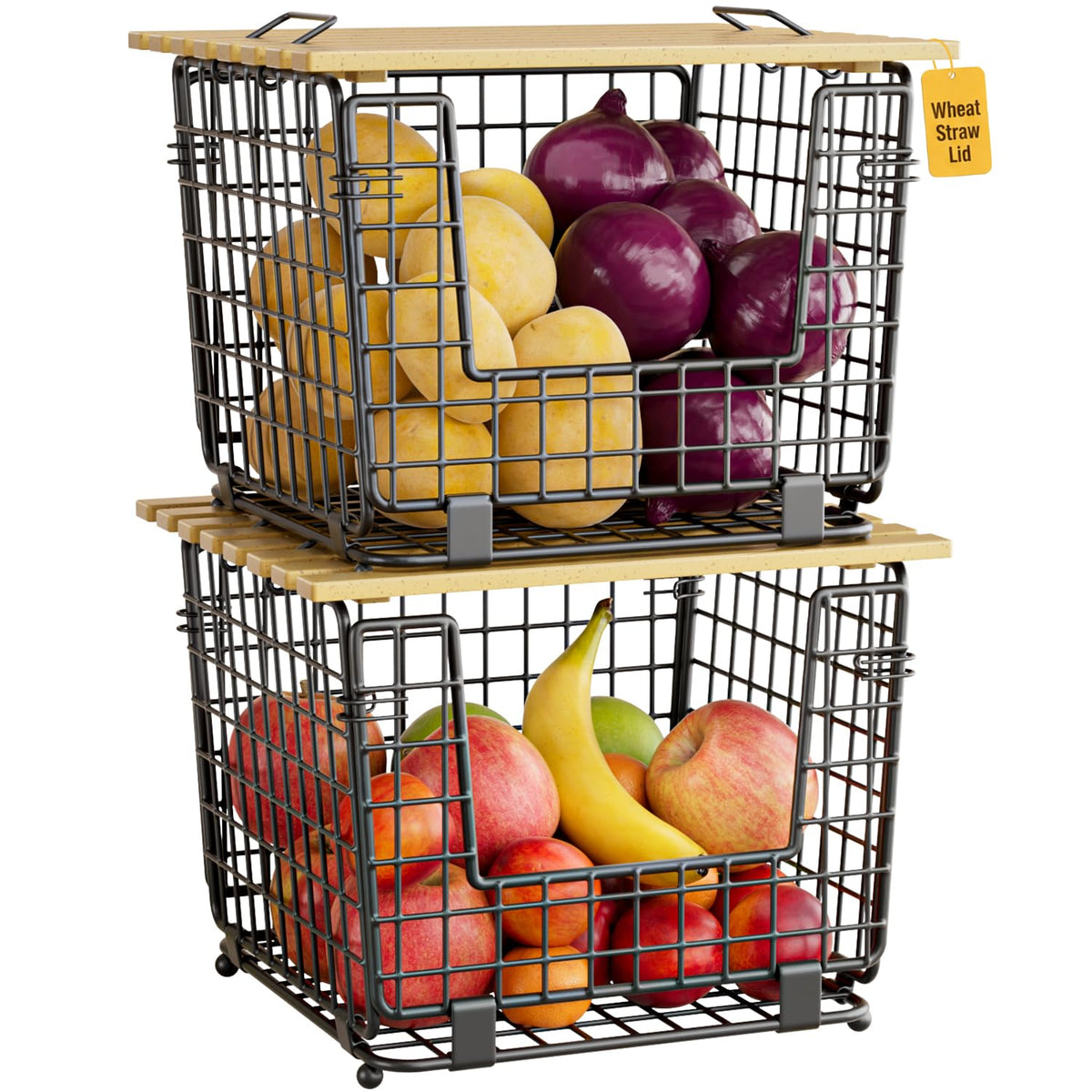 2 Pack Stackable Potato Onion Bins, Pantry Organizers and Storage