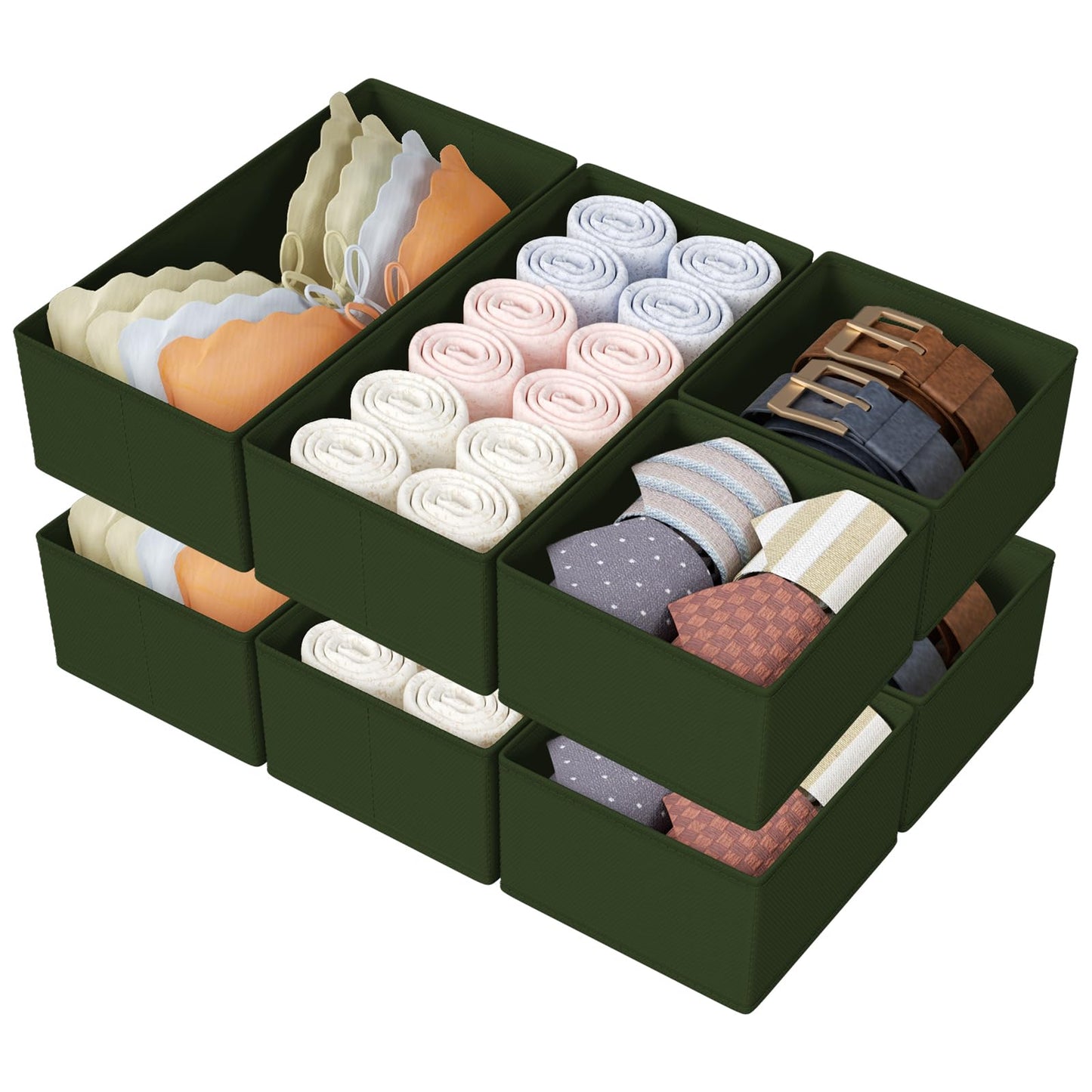 DIMJ Drawer Organizers Clothes, Dresser Organizer Bins for Baby Clothes,Underwear and Sock, Fabric Closet Organization and Storage Boxs, Drawer Dividers for Nursery, Clothing, Tie - 4 Pack, Beige
