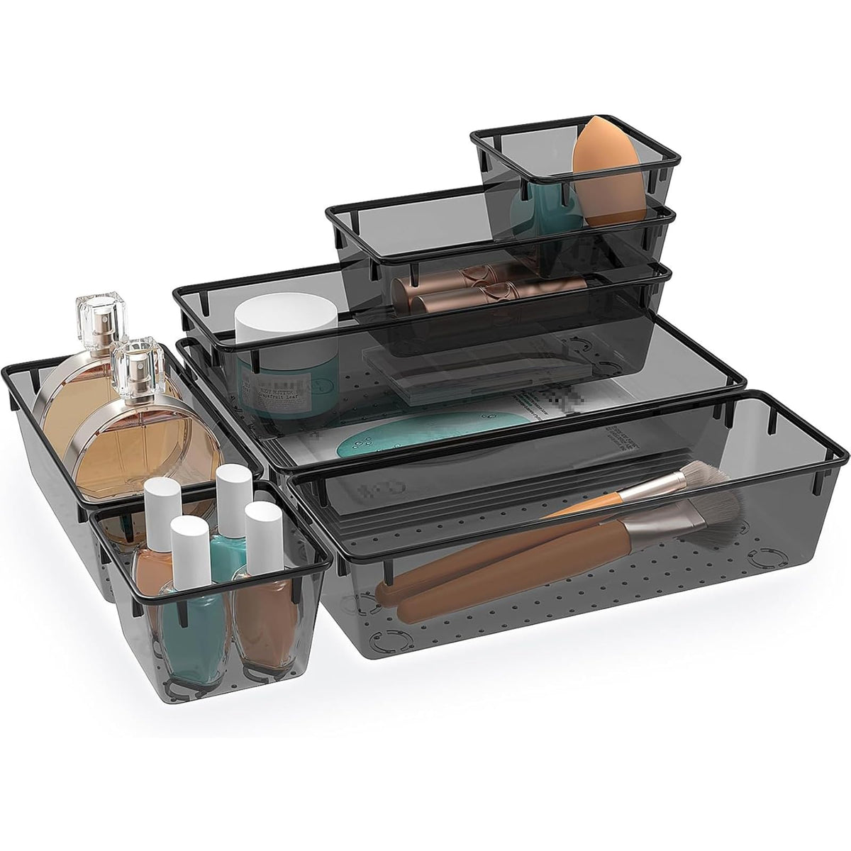 StorMiracle 28 PCS Clear Plastic Drawer Organizers Set, 4 Size Desk Drawer Organizer Trays for Makeup, Jewelry, Kitchen Utensils, Gadgets and Office Accessories