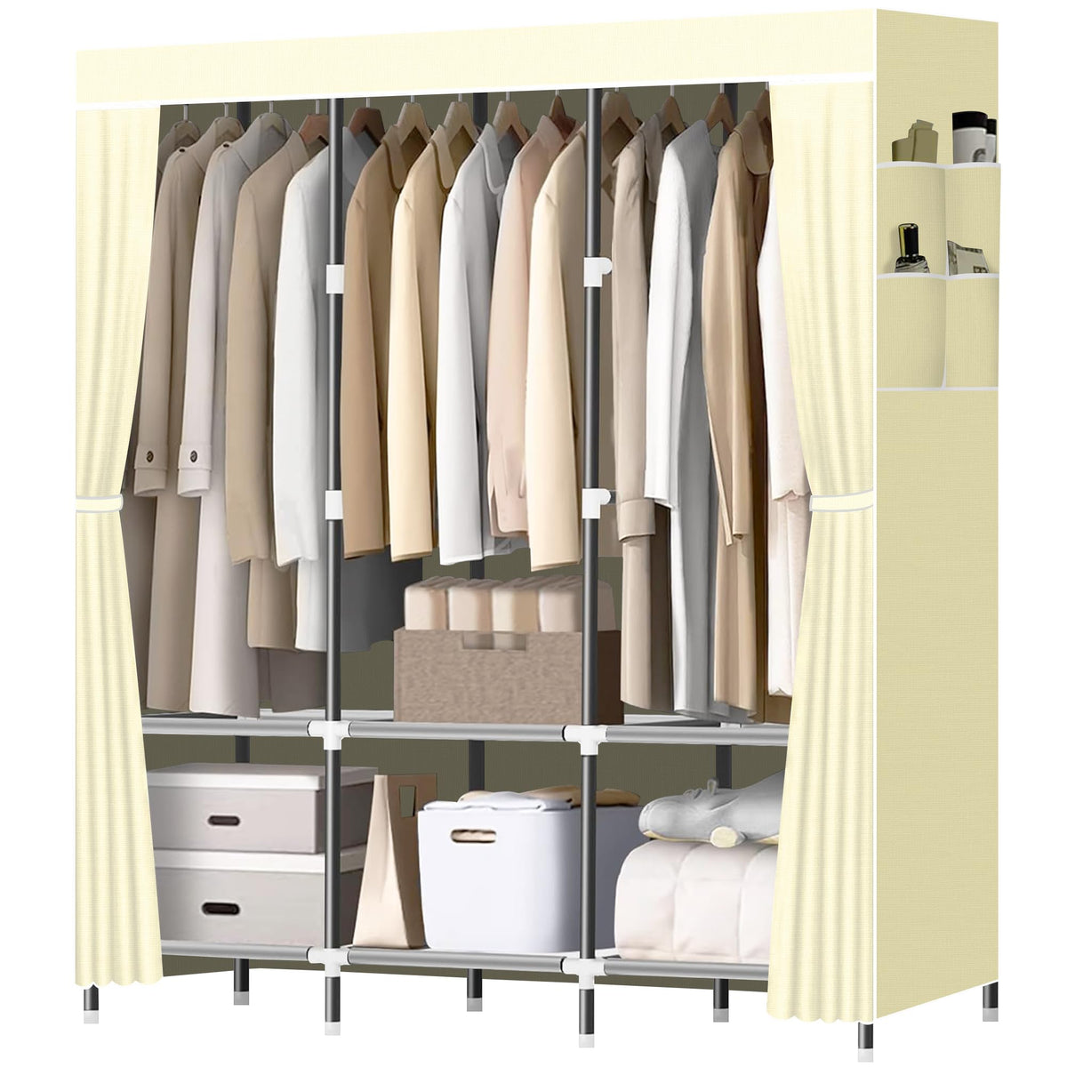 LOKEME Wardrobe Closet,Steel Pipe Diameter 19mm,Portable Closet for Bedroom