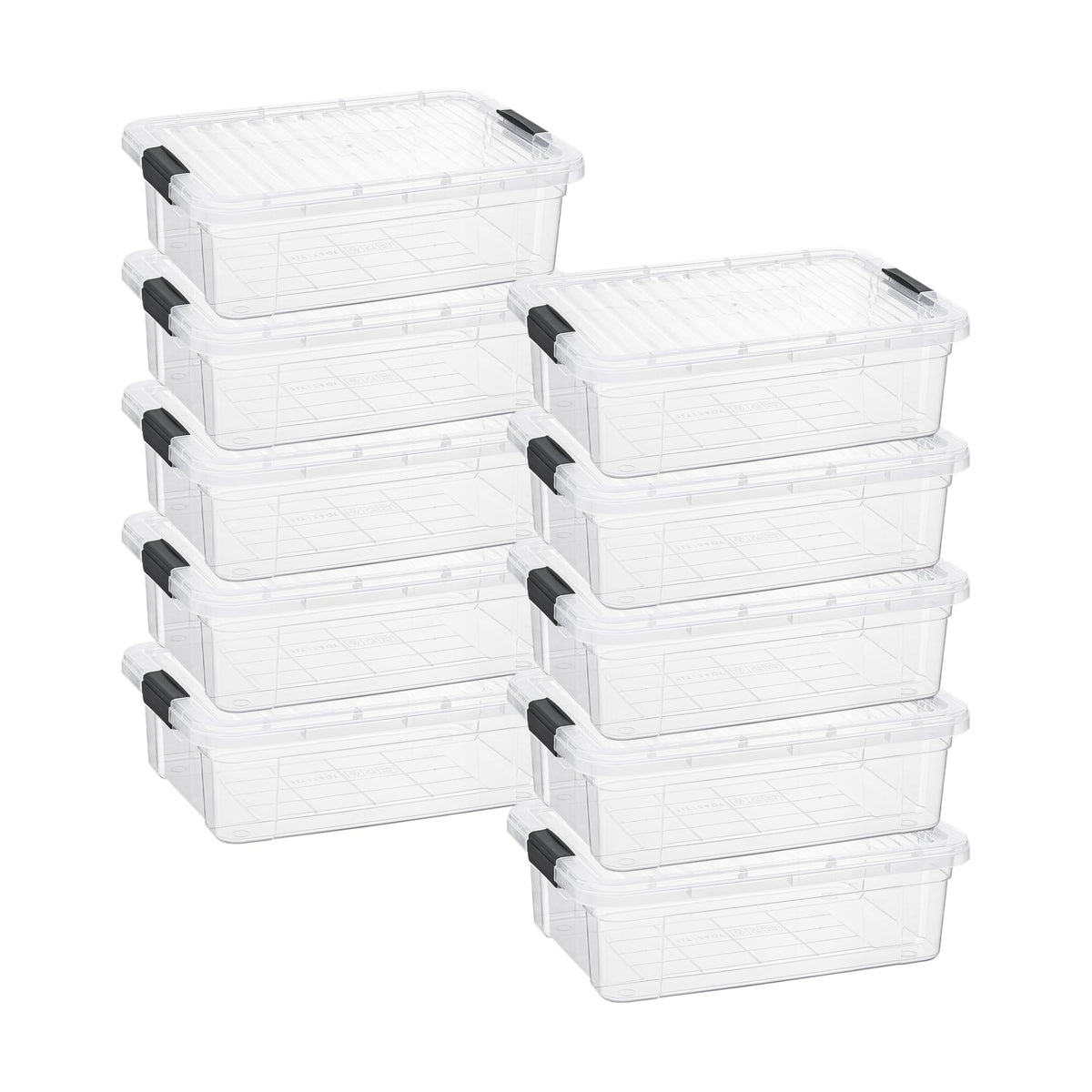 Superio Clear Plastic Storage Bins with Lid, 4.5 Quart Box, Organizing Containers, Stackable Plastic Tote for Home, Garage, Dorm, School, and Office