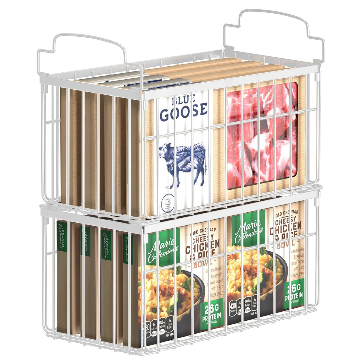 Freezer Organizer Bins, 4 Pack Big Baskets for 5/ 7 Cu.FT Deep Freezer