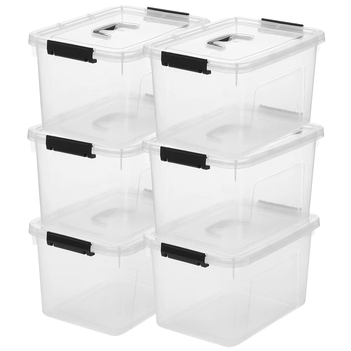 6 Quart Clear Storage Latch Box/Bins, 6-Pack Plastic Container with Latches and Lid