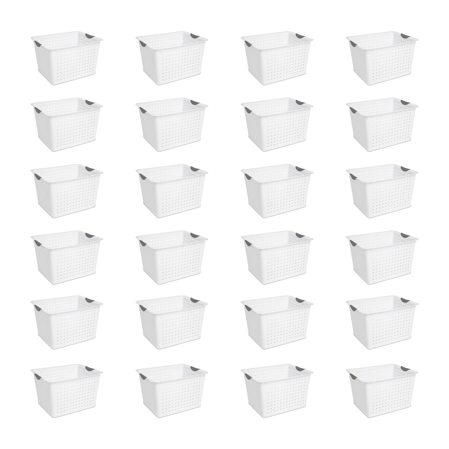 Sterilite Medium Ultra™ Basket, Open Plastic Storage Bin, White, 6 Pack