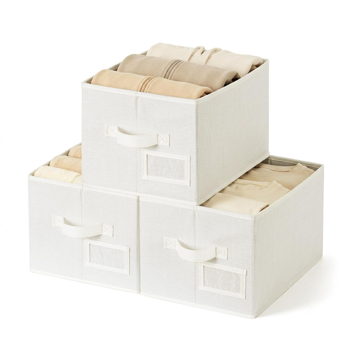 GRANNY SAYS Closet Storage Bins with Handles, Gray, Large, 3-Pack