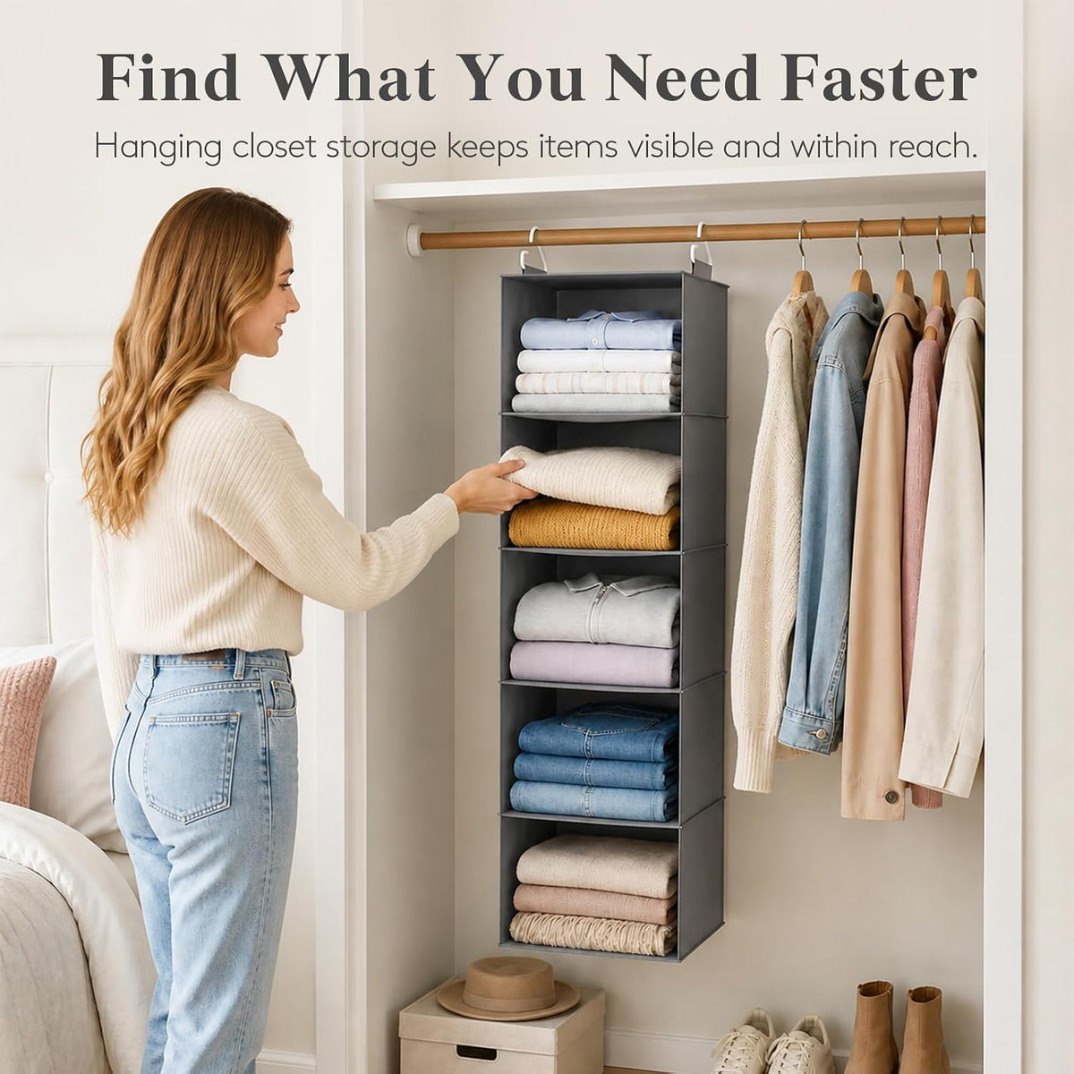 Lifewit Hanging Closet Organizer and Storage for Clothes 5 Tier
