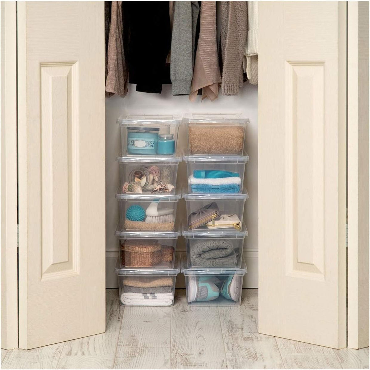 IRIS USA 12-Pack 7 Qt Storage Bins with Lids, Clear, Stackable