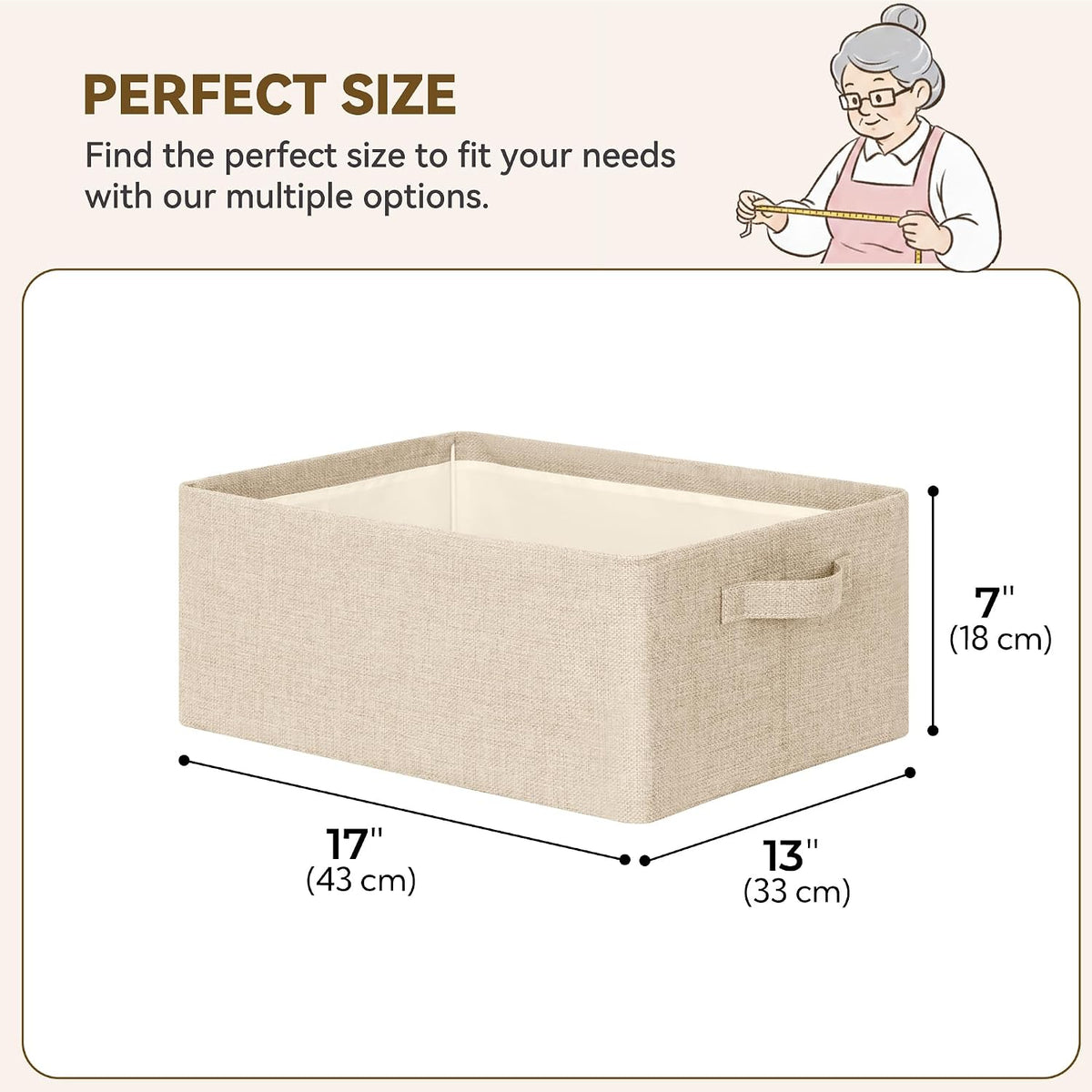 GRANNY SAYS Storage Basket for Shelves, Storage Bins, Light Taupe, 2-Pack