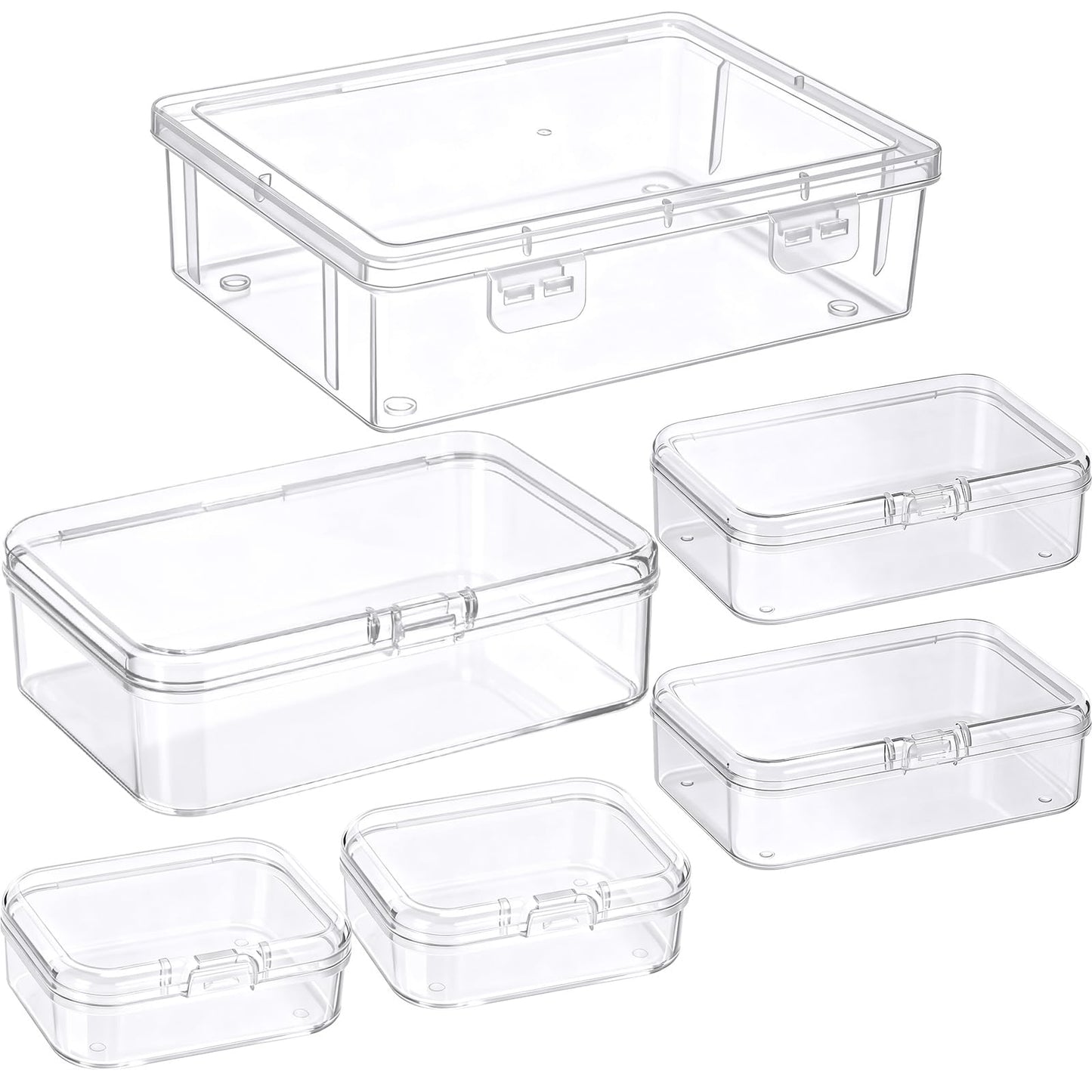 Jetec 6 Pieces Small Clear Plastic Storage Box, 3.3 x 2.1 x 1 Inch