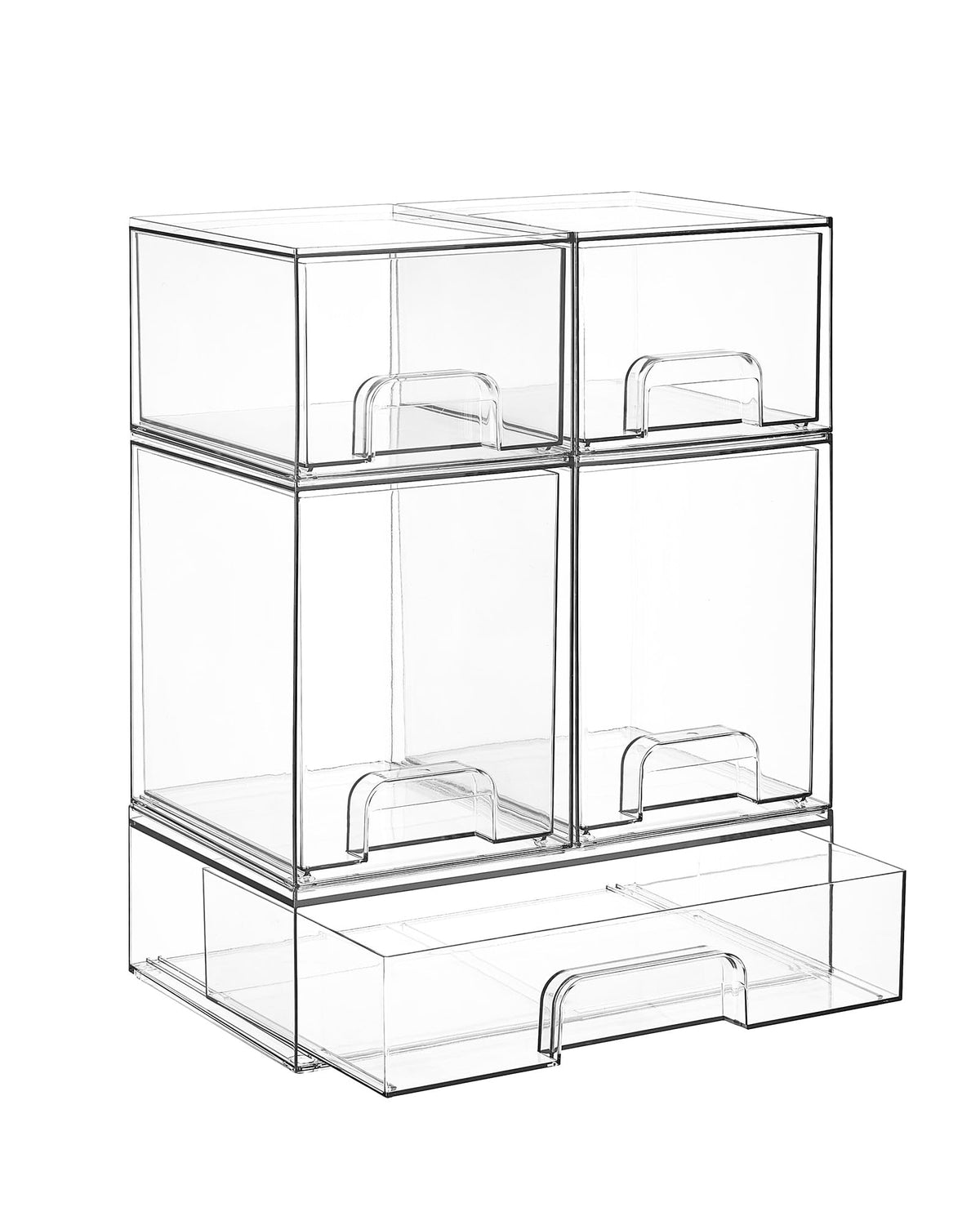 Vtopmart Clear Stackable Storage Drawers Set of 5, Plastic Organizer Bins