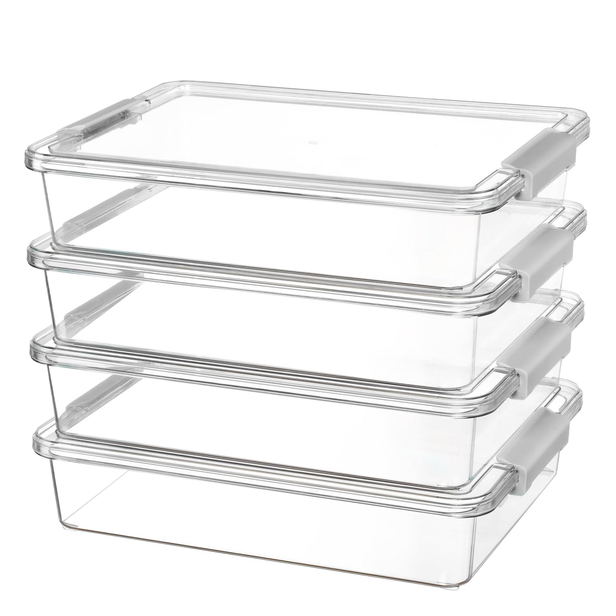 Vtopmart 4 Pack 6 Qt Plastic Storage Bins with Lids, Clear Sensory Bins
