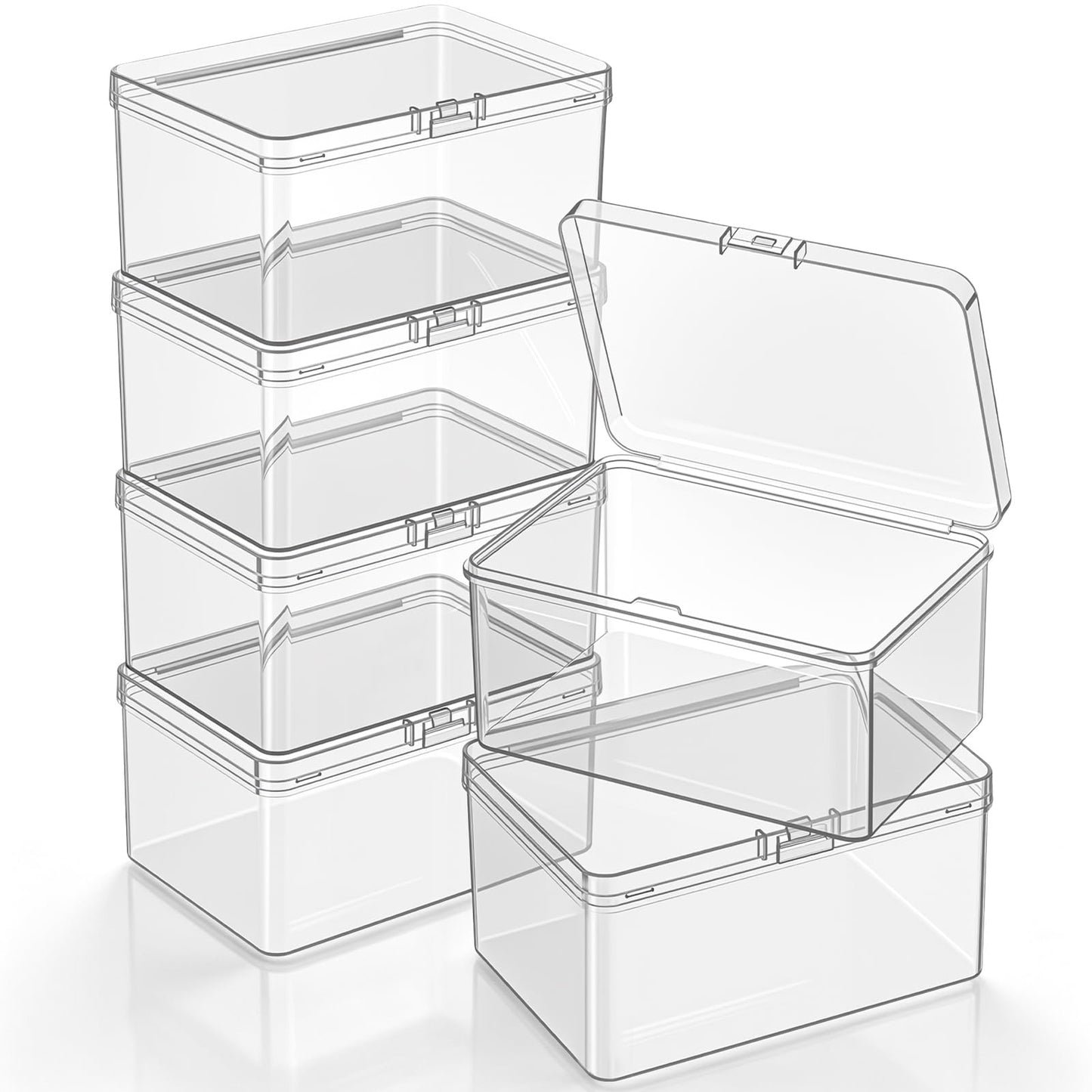 Jetec 6 Pieces Small Clear Plastic Storage Box, 3.3 x 2.1 x 1 Inch