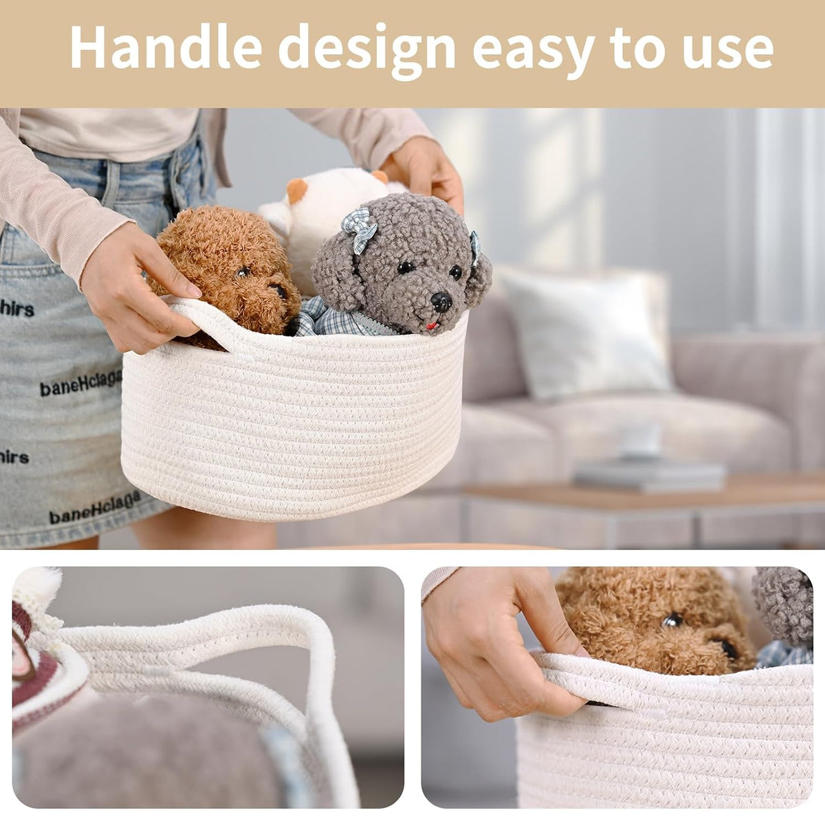Happyiren Medium Woven Cotton Rope Basket, Empty DIY Gift Basket for Burr