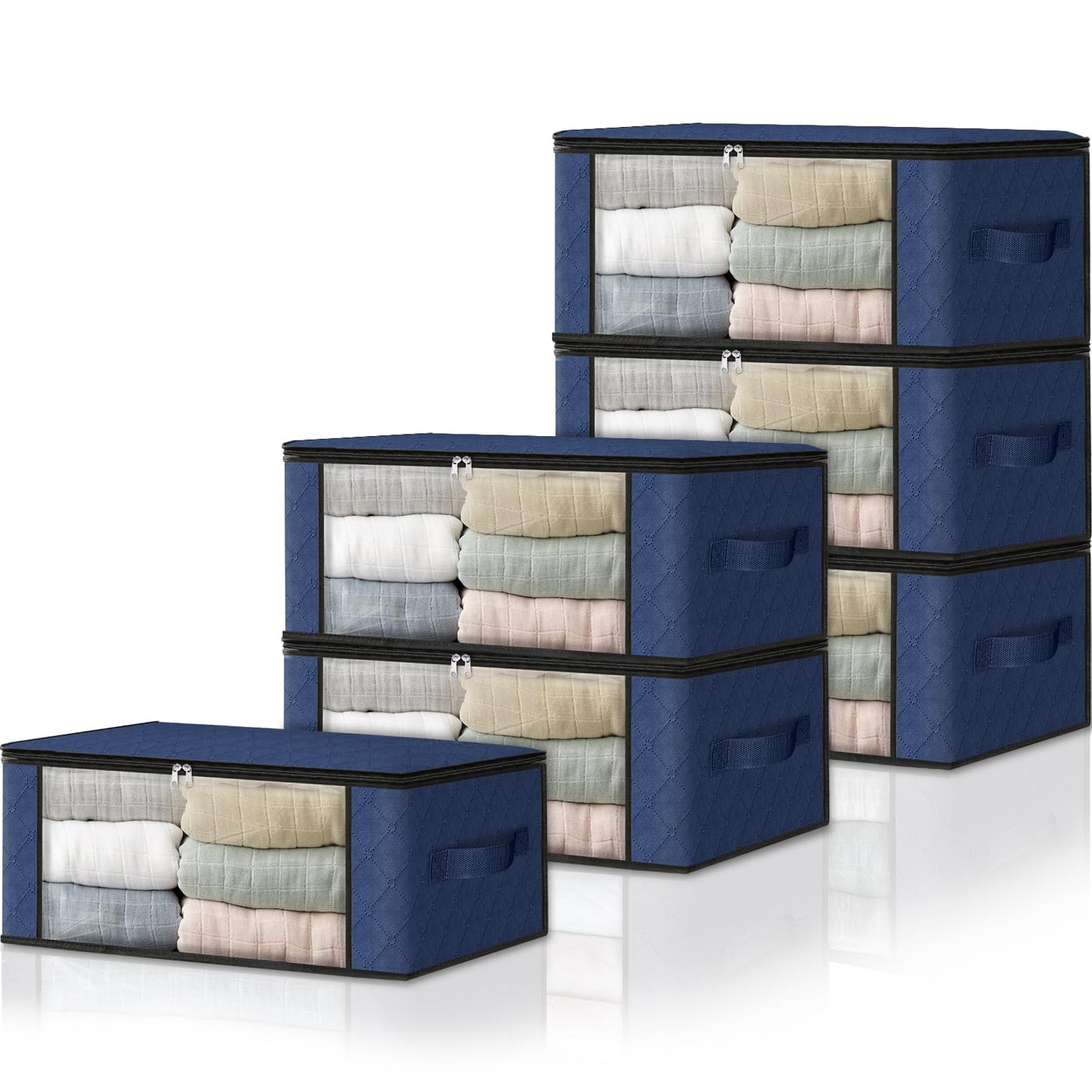 HomeHacks 3-Pack Clothes Organizer Storage Bags, 35L Storage Bins, Gray