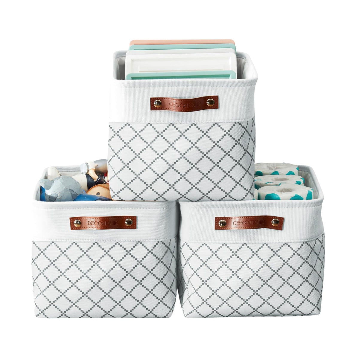 DECOMOMO Storage Bins, Large Fabric Storage Baskets for Shelves 3 Pack