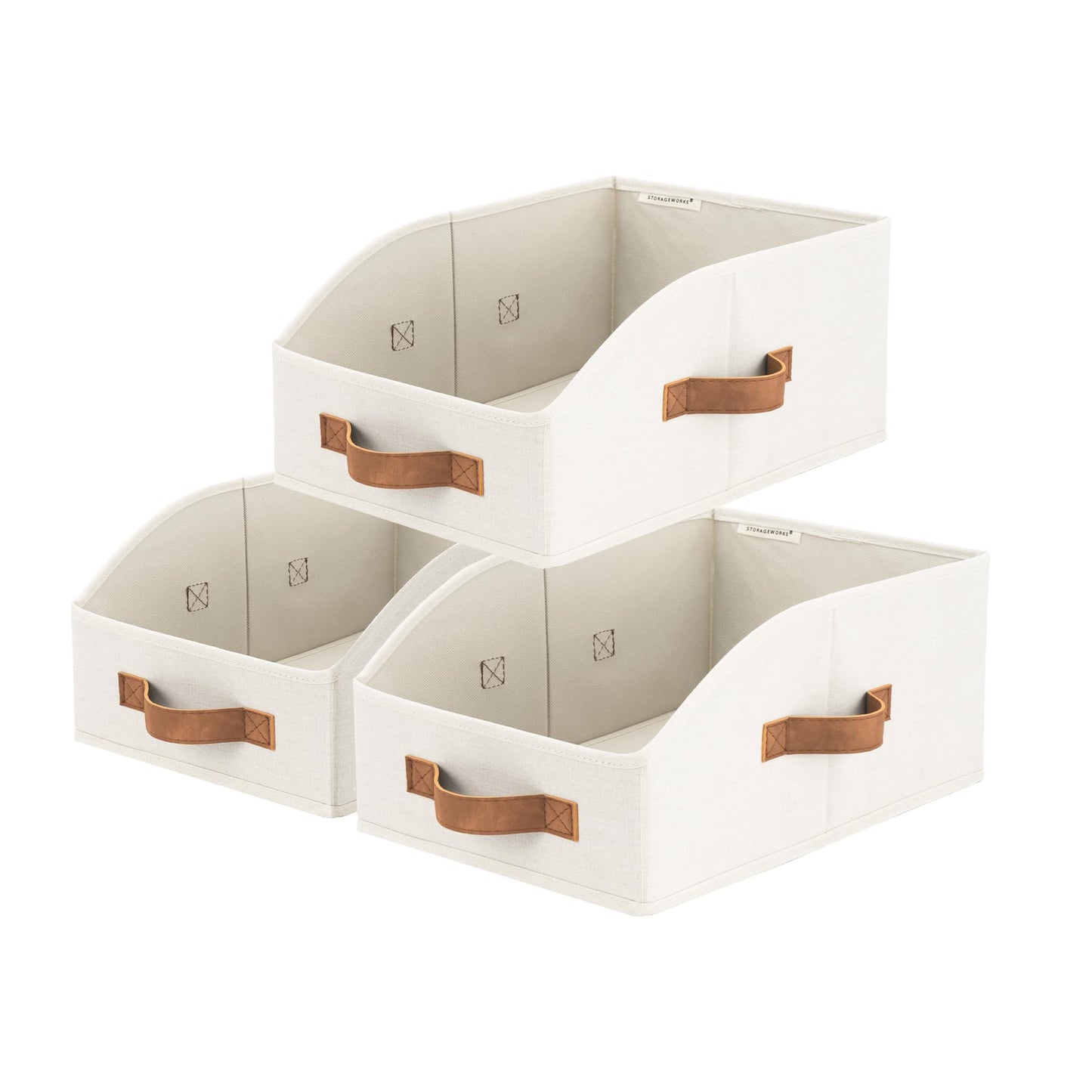 StorageWorks Closet Storage Bins, Beige(Cotton-linen), Medium, 3-Pack