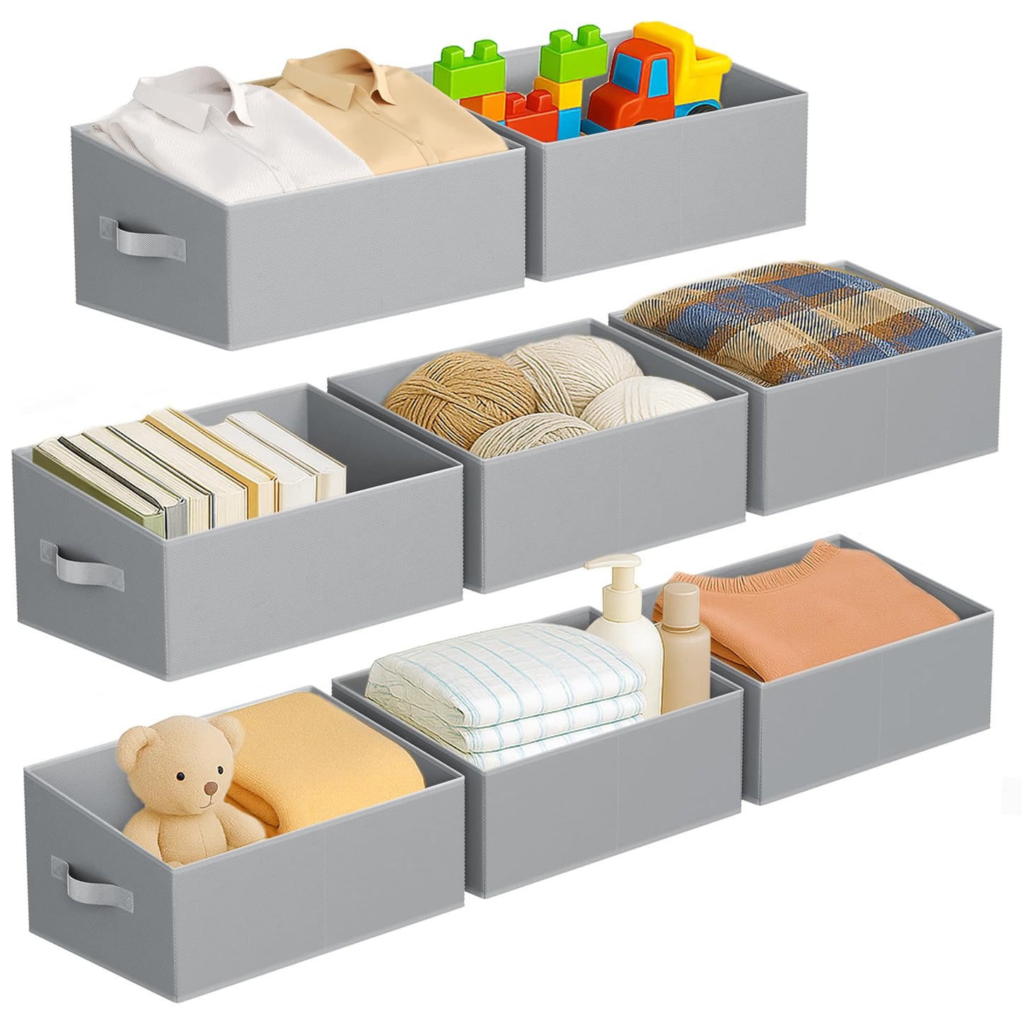 DIMJ Closet Storage Bins - Fabric Storage Baskets for Shelves, Collapsible Closet Organizers and Storage with Handles, Trapezoid Shelf Organization Storage Cubes for Purse, Toys, Books, Towel, Socks