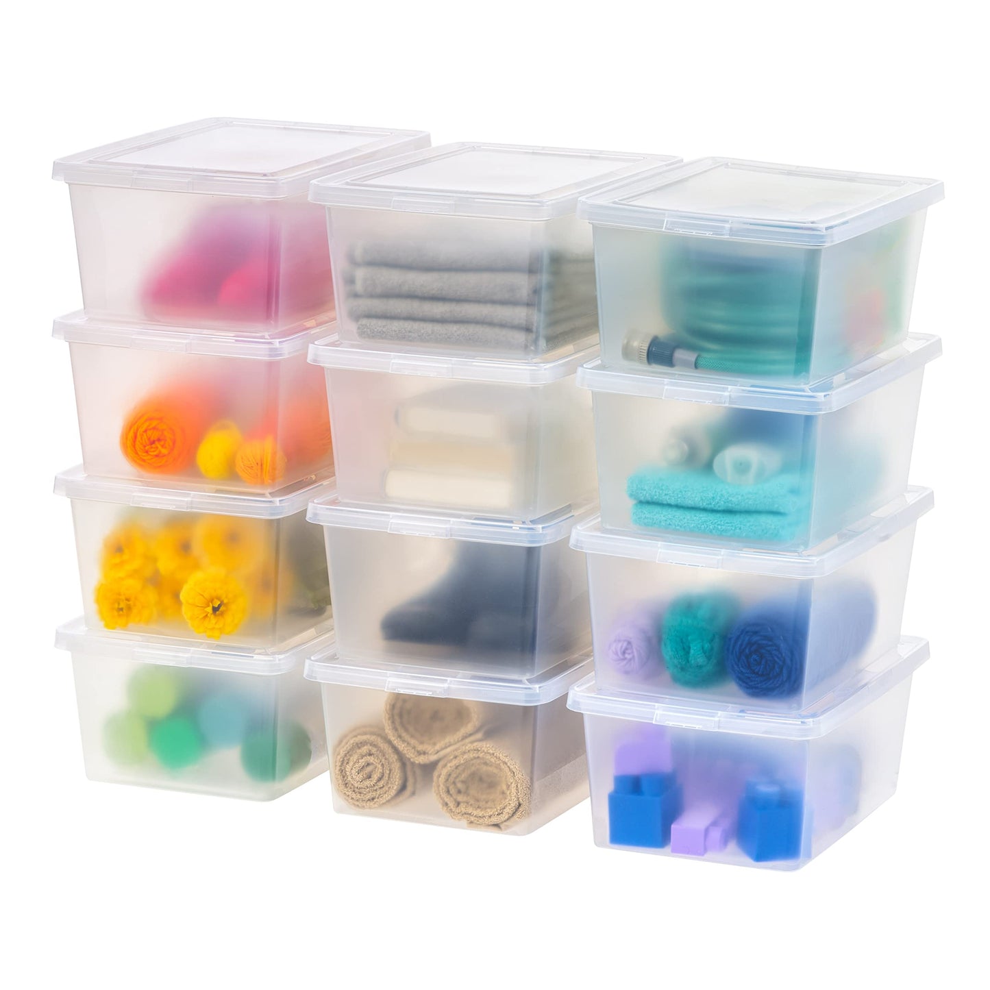 IRIS USA 12-Pack 7 Qt Storage Bins with Lids, Clear, Stackable