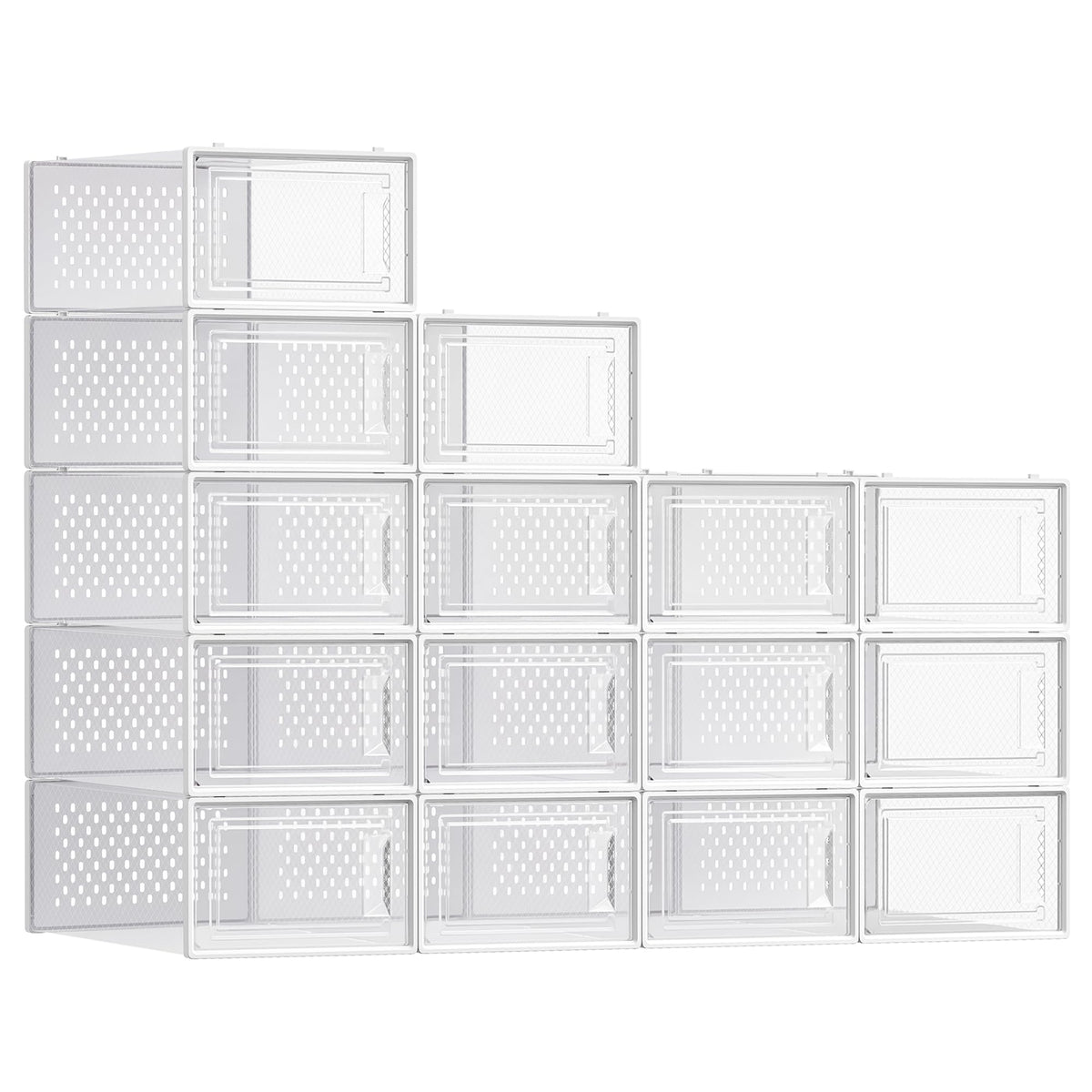 SONGMICS Shoe Boxes, Clear Plastic Sneaker Box, Pack of 12