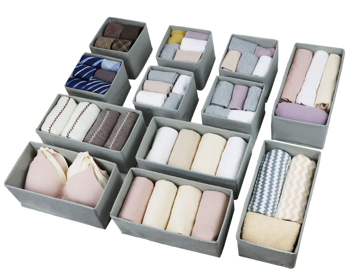 Fordonral 12 Pack Drawer Organizer Clothes, Foldable Fabric Dresser Organizer Closet Organizers and Storage Box for Underwear,Folded Clothes,Baby Clothing,Socks,Bra,Towels,Ties(12 Pack,Pink)