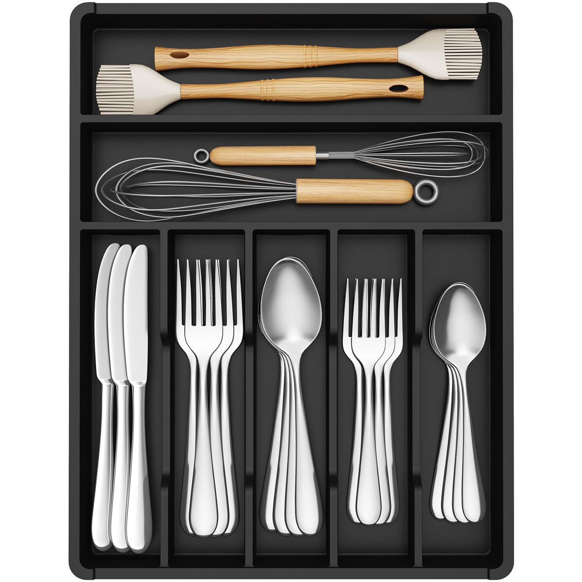 Lifewit Silverware Drawer Organizer Tray, Cutlery Storage for Kitchen