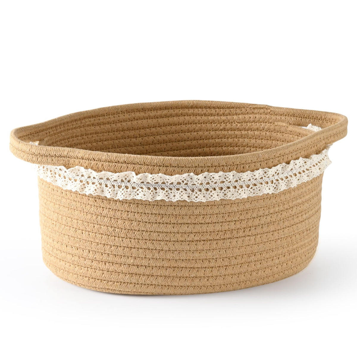 Happyiren Medium Woven Cotton Rope Basket, Empty DIY Gift Basket for Burr