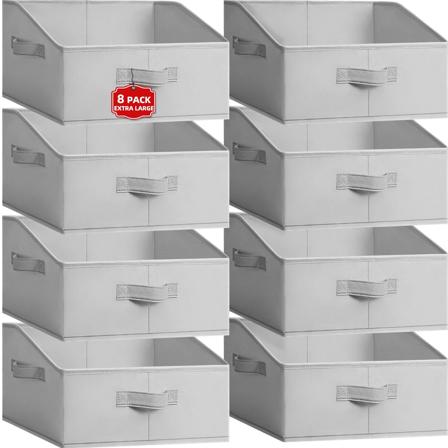 Criusia Closet Organizers Bins 6 Pack - Large Closet Shelf Organizer with Handles - Fabric Trapezoid Home Organization and Storage Baskets for Organizing Clothes Toy Blanket Towel Purse Hats