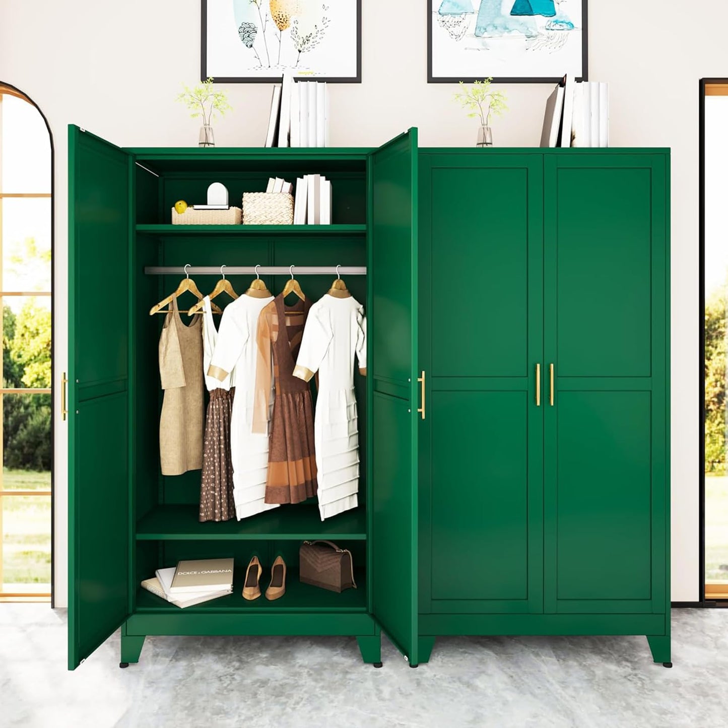 erosoei Metal Armoire Wardrobe Closet, 71 "Metal Clothing Storage Cabinet
