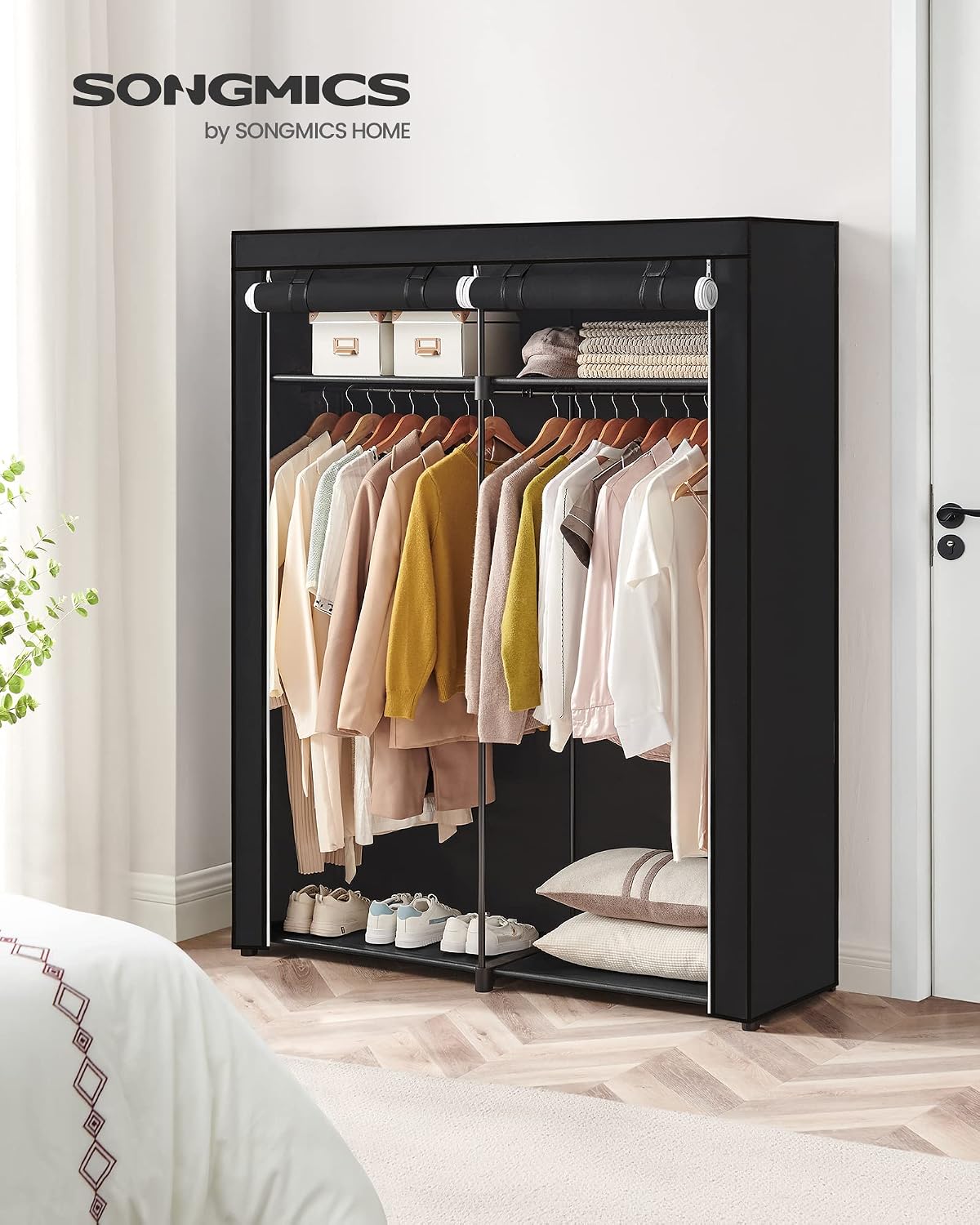 SONGMICS Closet Wardrobe, Clothes Storage, 55.1 x 16.9 x 68.5 Inches