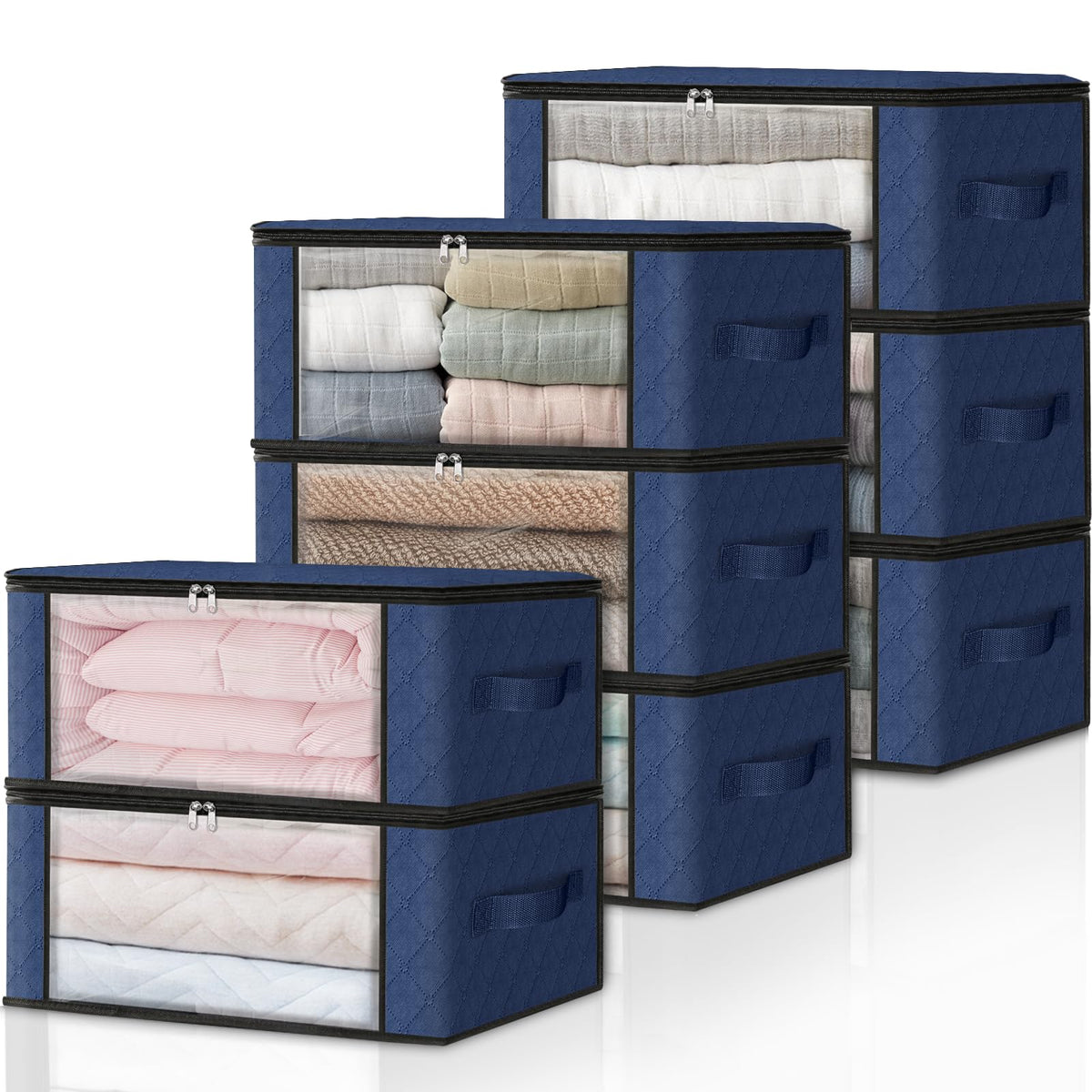 HomeHacks 3-Pack Clothes Organizer Storage Bags, 35L Storage Bins, Gray