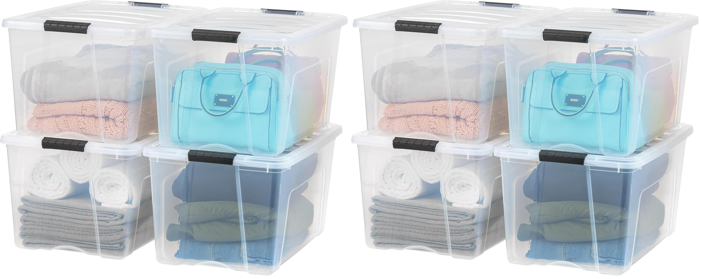IRIS USA 4-Pack 13 Quart Storage Bins with Lids, Clear