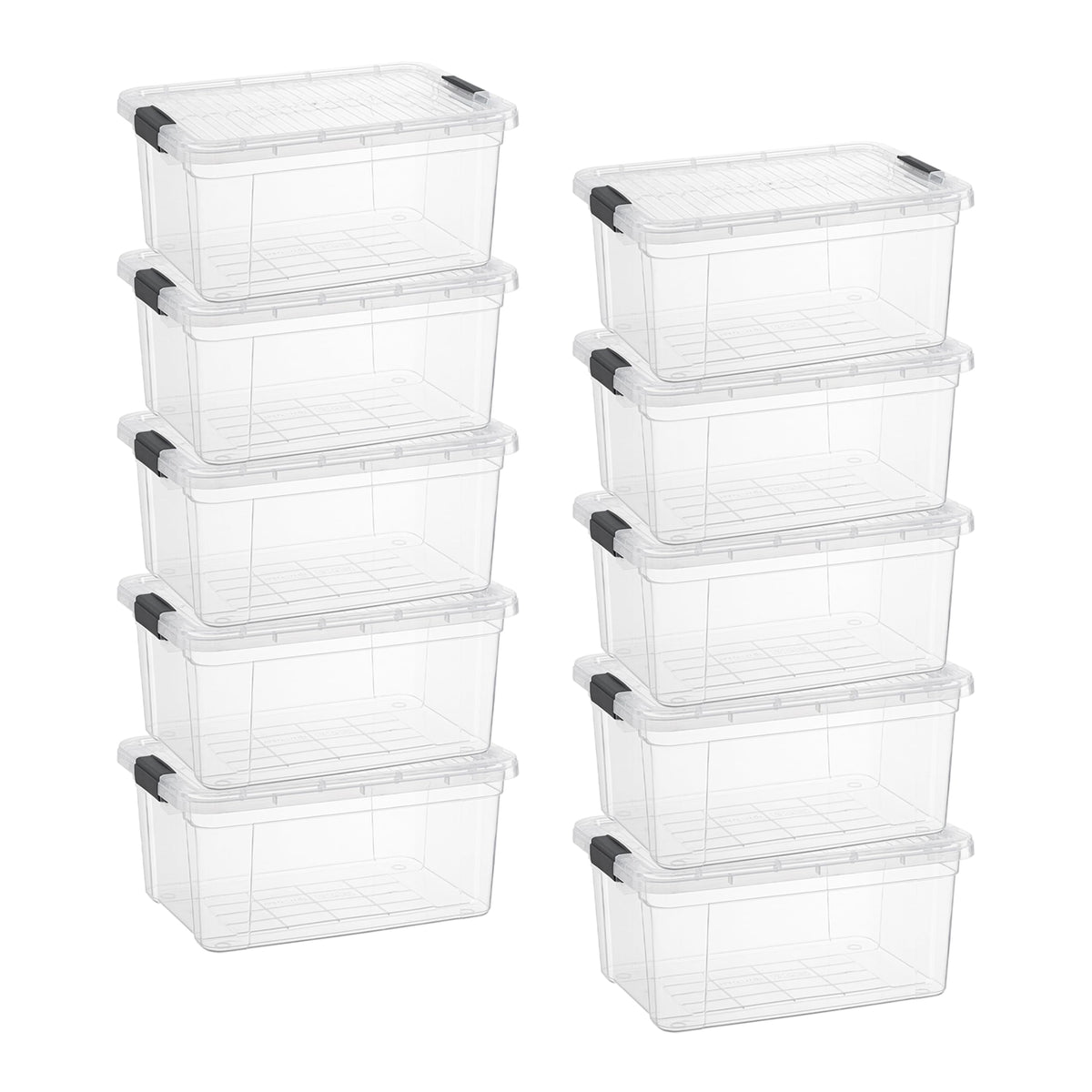Superio Clear Plastic Storage Bins with Lid, 4.5 Quart Box, Organizing Containers, Stackable Plastic Tote for Home, Garage, Dorm, School, and Office