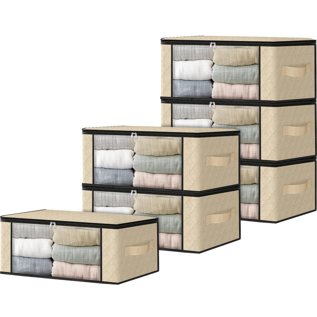 HomeHacks 3-Pack Clothes Organizer Storage Bags, 35L Storage Bins, Gray