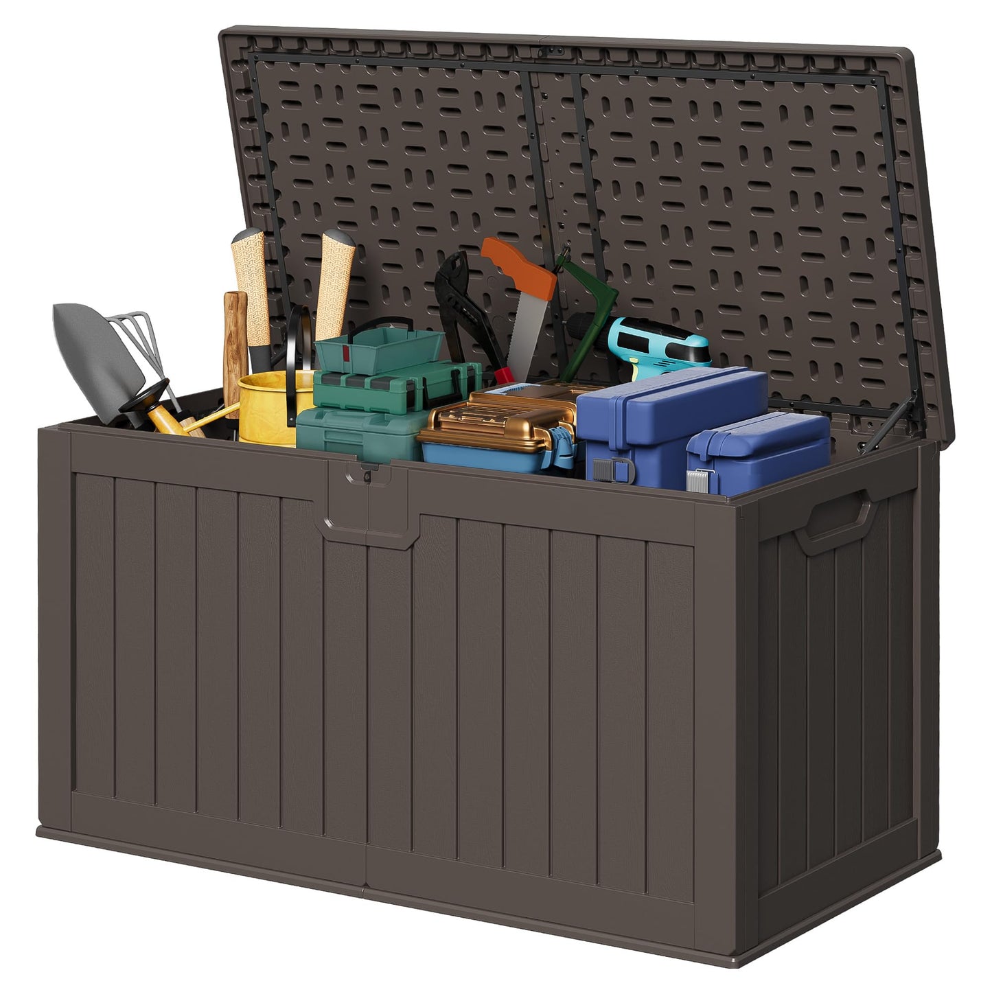 Devoko 30 Gallon Resin Deck Box Waterproof Outdoor Storage Box for Patio Furniture Pool Accessories Indoor Storage for Cushion Garden Tools (30 Gallon, Black)