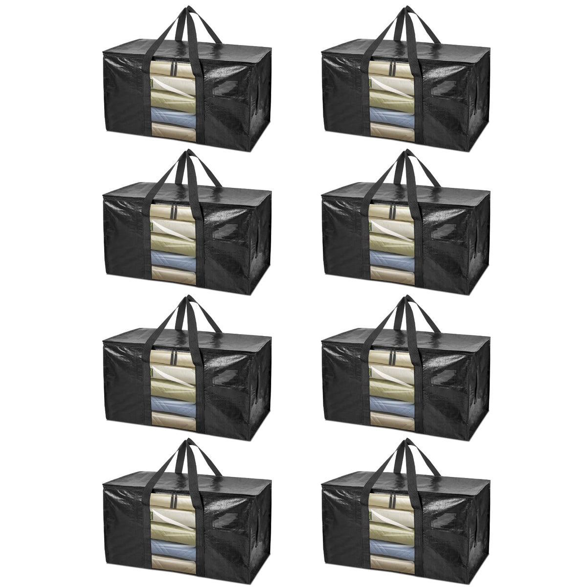 BALEINE 6-Pack Oversized Moving Bags with Reinforced Handles, Heavy-Duty Storage Tote for Clothes, Moving Supplies (Clear, 6-Pack)